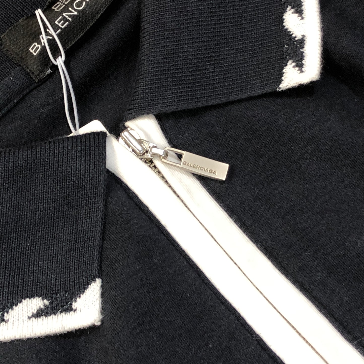Balenciaga Navy Blue Half Zip Short Sleeve Polo Top Size 6