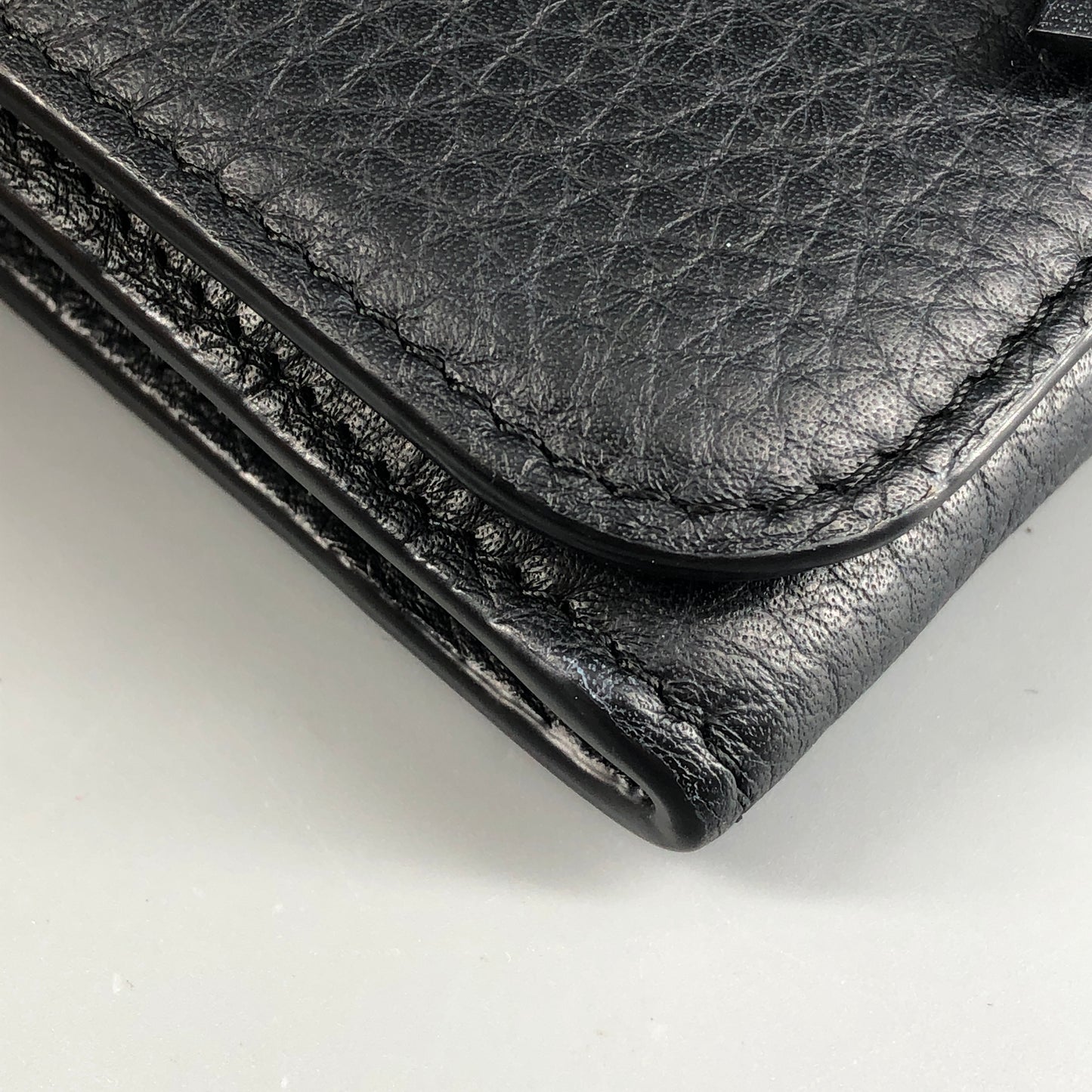 Chloe Faye Grain Leather Flap Long Wallet Black