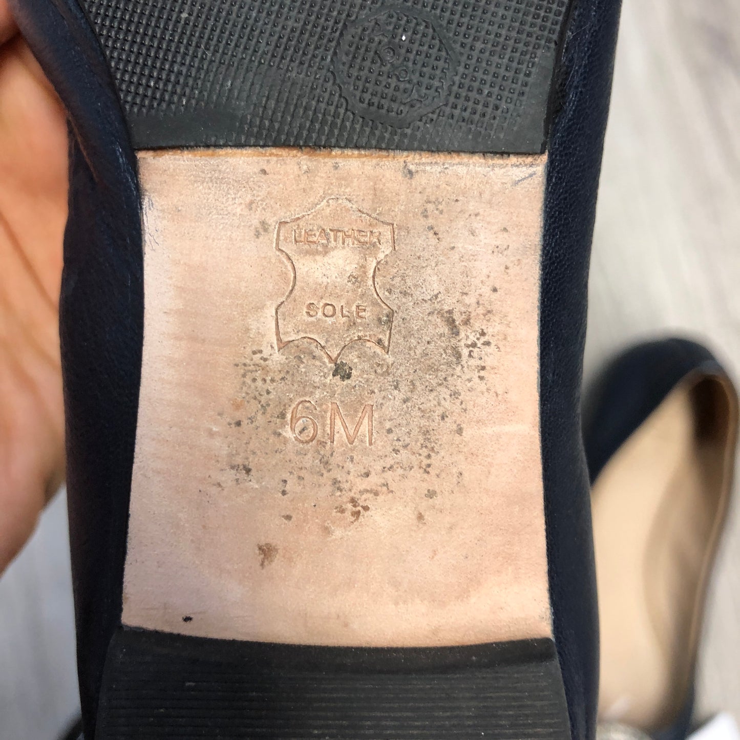 Tory Burch Reva Logo Ballet Flats 6M Navy Blue