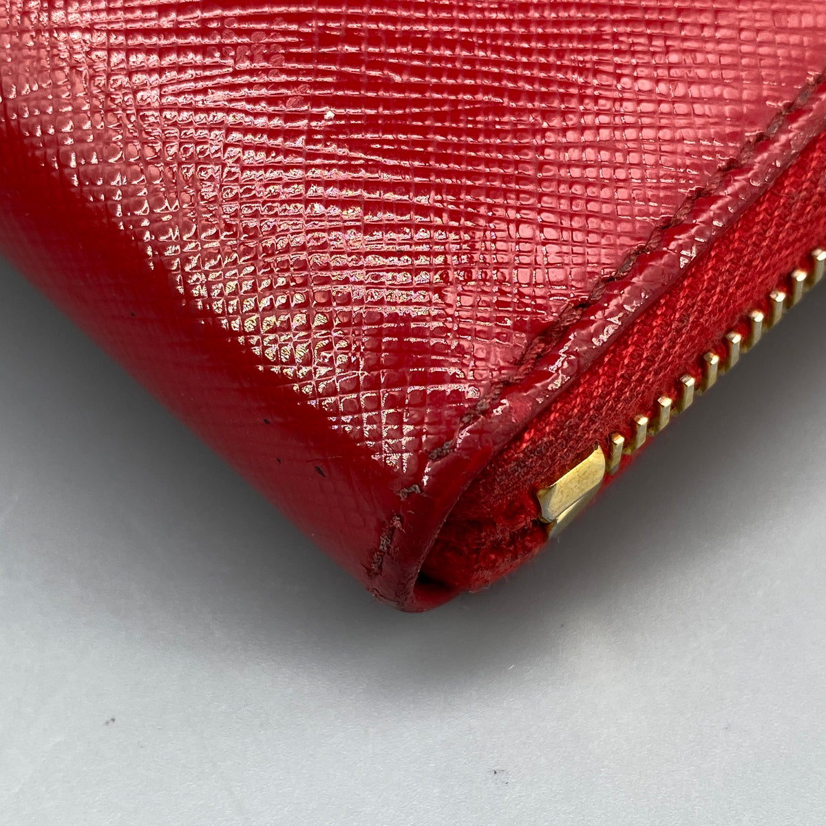 Prada Red Saffiano Leather Zip Around Long Wallet