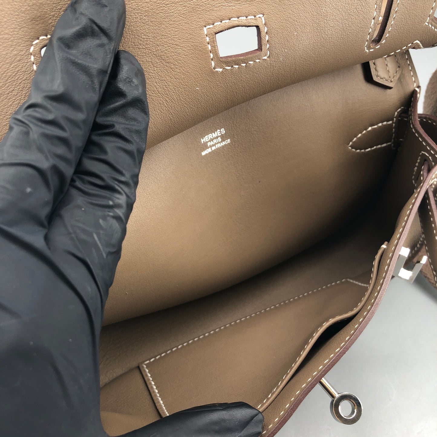 Hermes 2022 Jypsiere Mini Crossbody Bag  Swift Etoupe