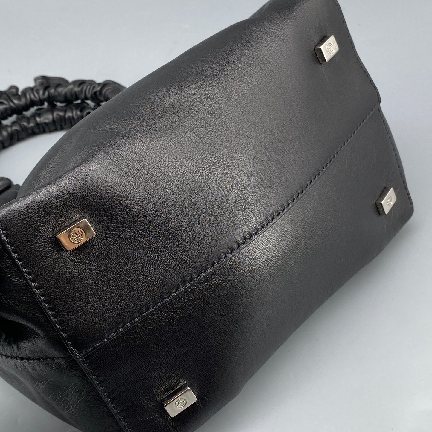 The Row Double Circle Bag Soft Black Leather Shoulder Bag