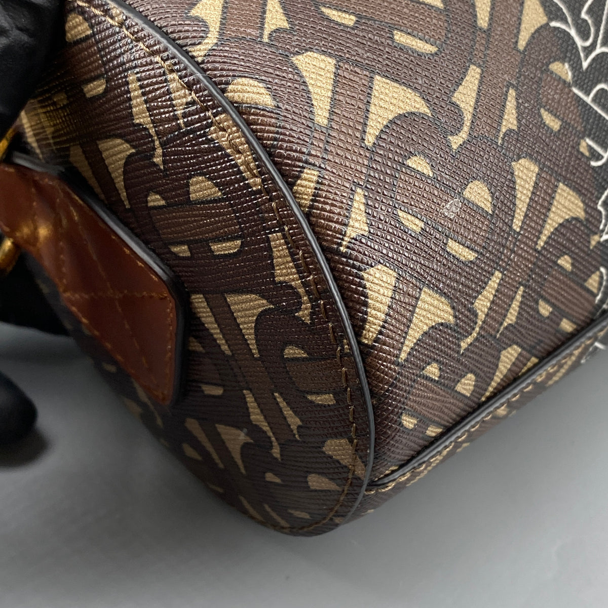 Burberry Brown Monogram Stripe Cylinder Crossbody Bag