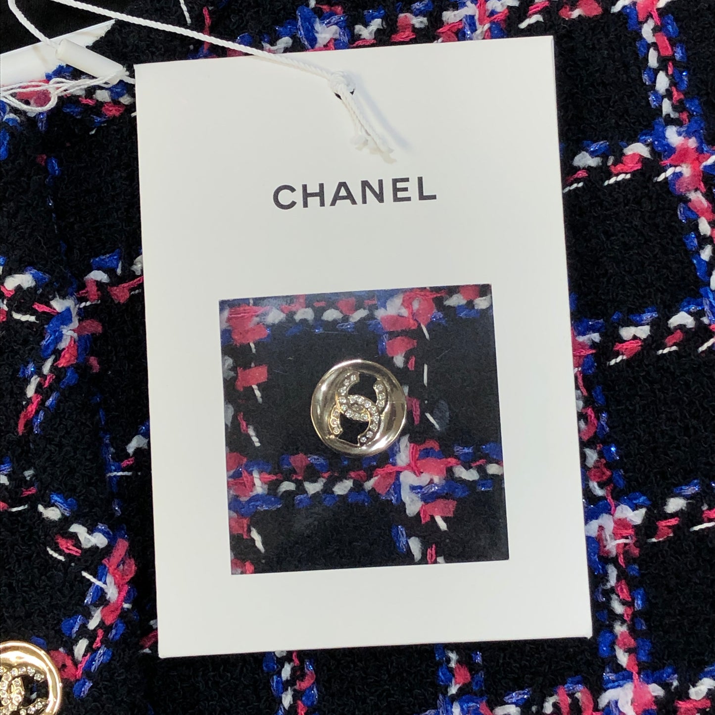 Chanel Black Multicolor Plaid Tweed Jacket, CC Metal Buttons Size 38