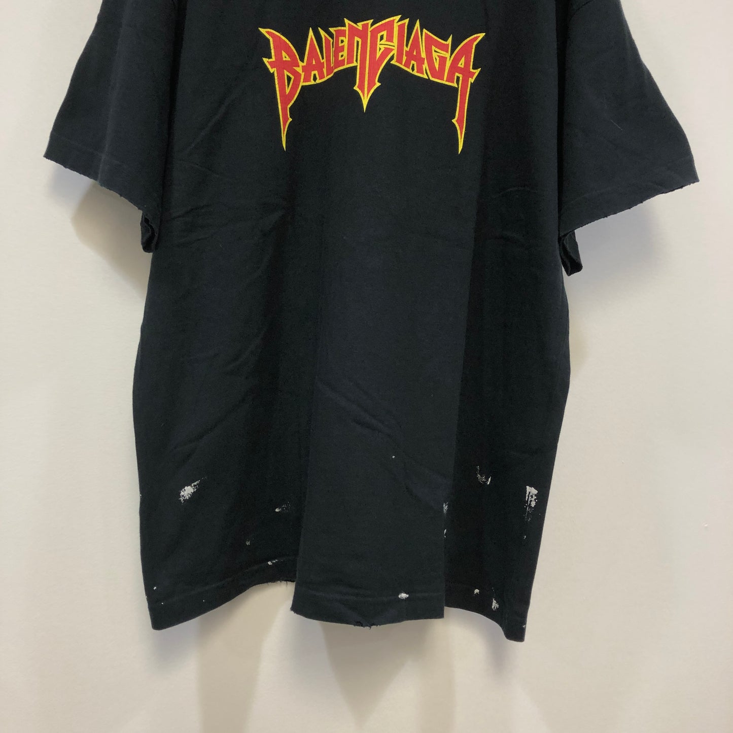Balenciaga Heavy Metal Logo Distressed T-Shirt L Black
