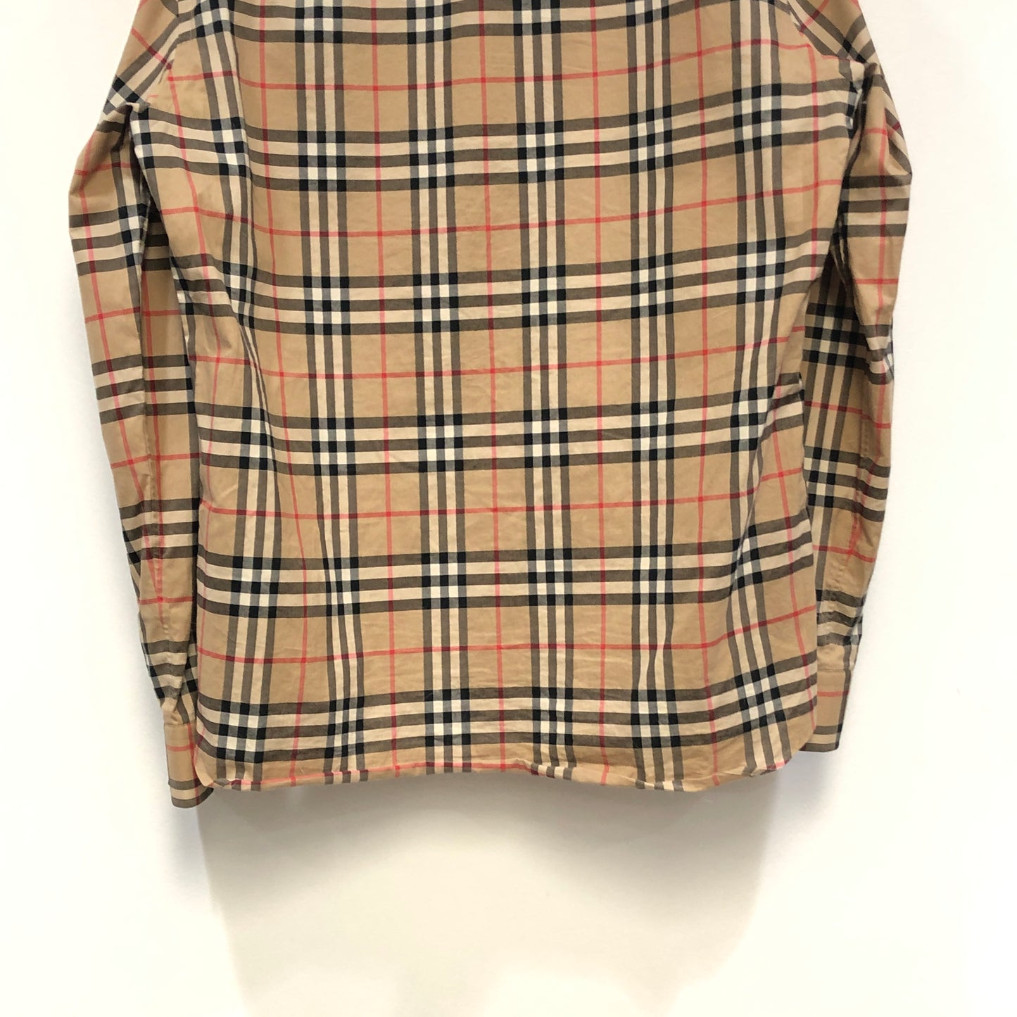 Burberry Classic Beige Vintage Check Cotton Long Sleeve Button-Down Shirt Size L