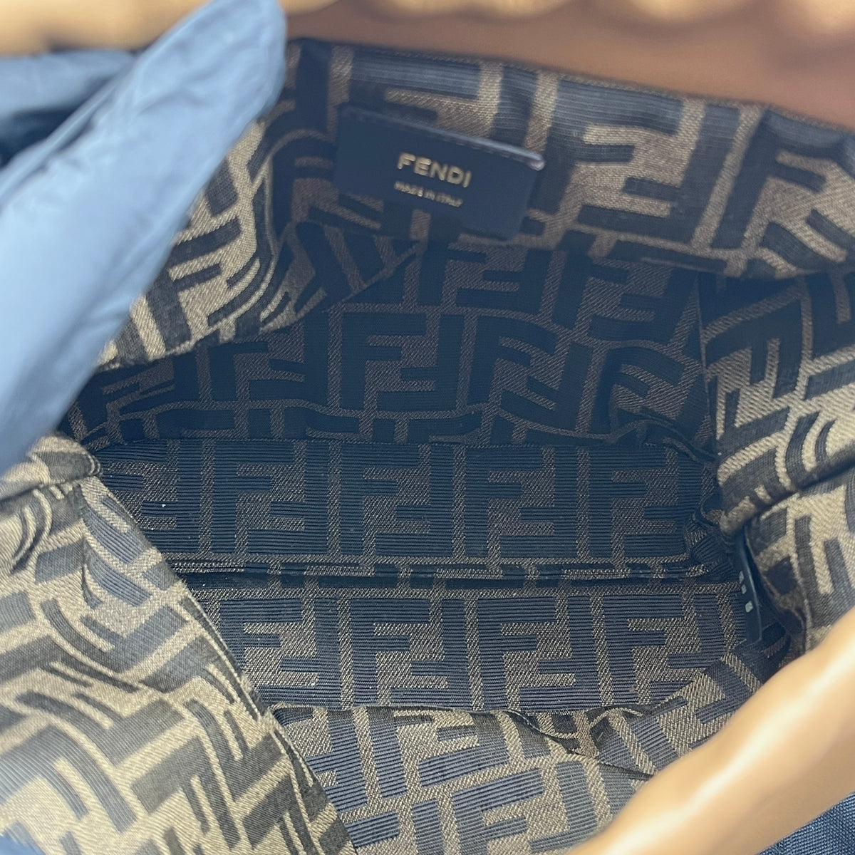 Fendi Brown beige Leather FF-clasp Backpack