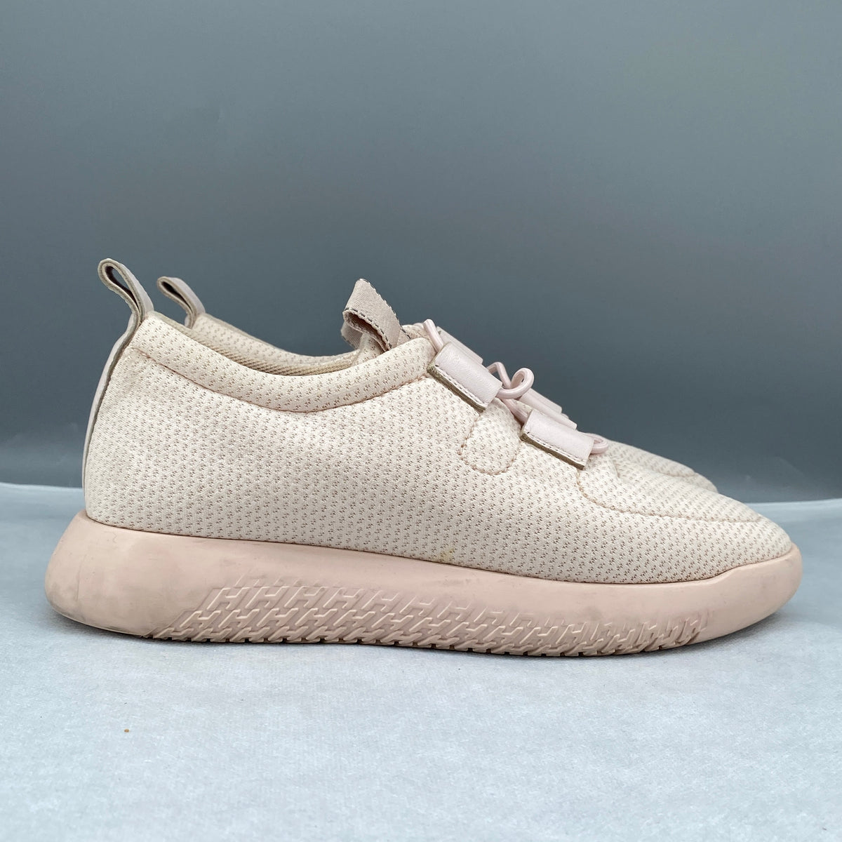 Hermes Blush Pink Knit Fabric Lace Up Sneaker Shoes Size 37.5