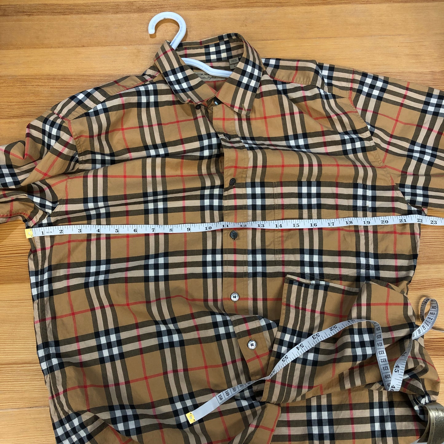 Burberry Beige Checkered Button-Down Shirt Size L