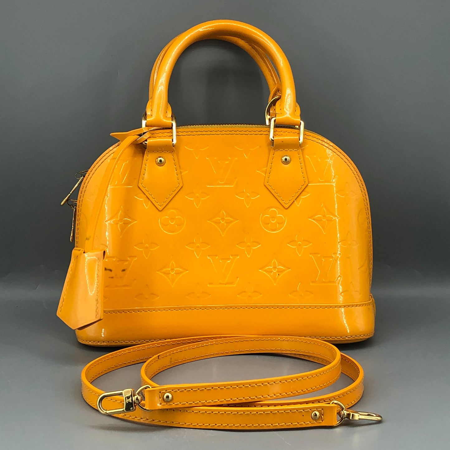 Louis Vuitton Yellow Vernis Monogram Alma Handbag Shoulder Bag