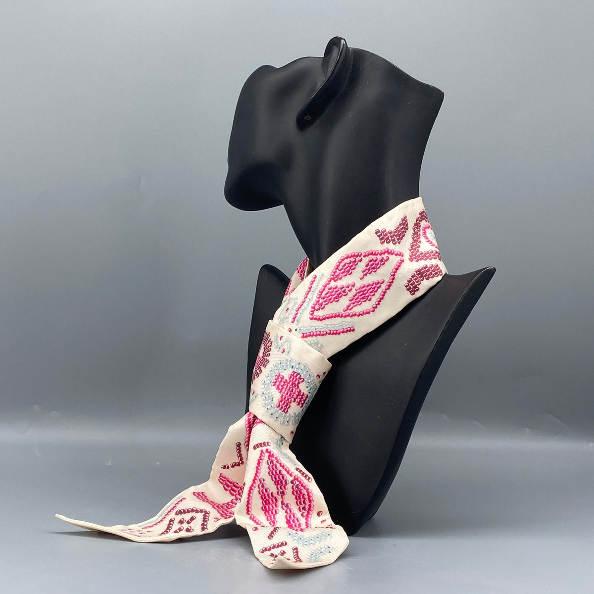 Hermes Cream Pink Twilly Scarf