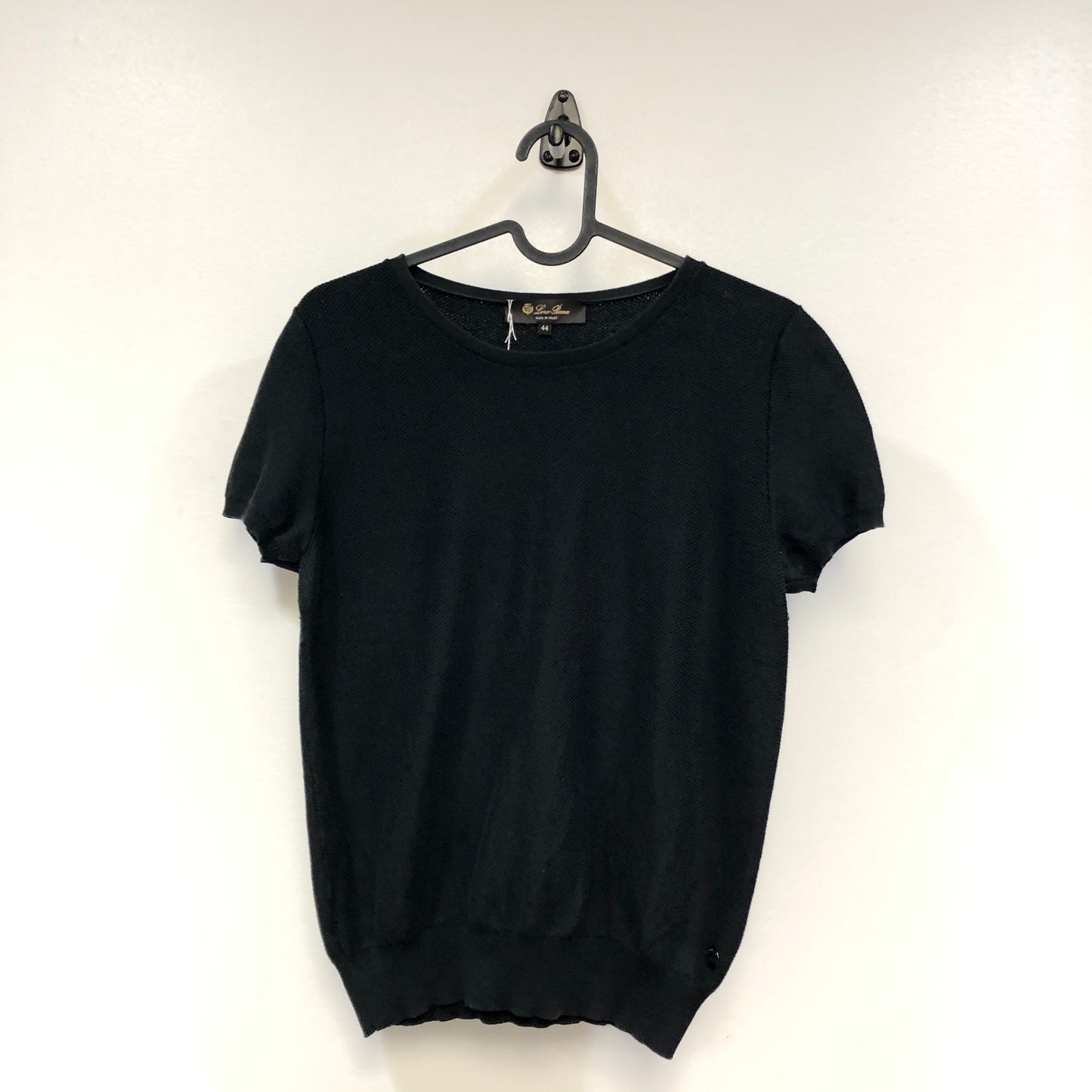 Loro Piana Black Short Sleeve Knit Top Size 44