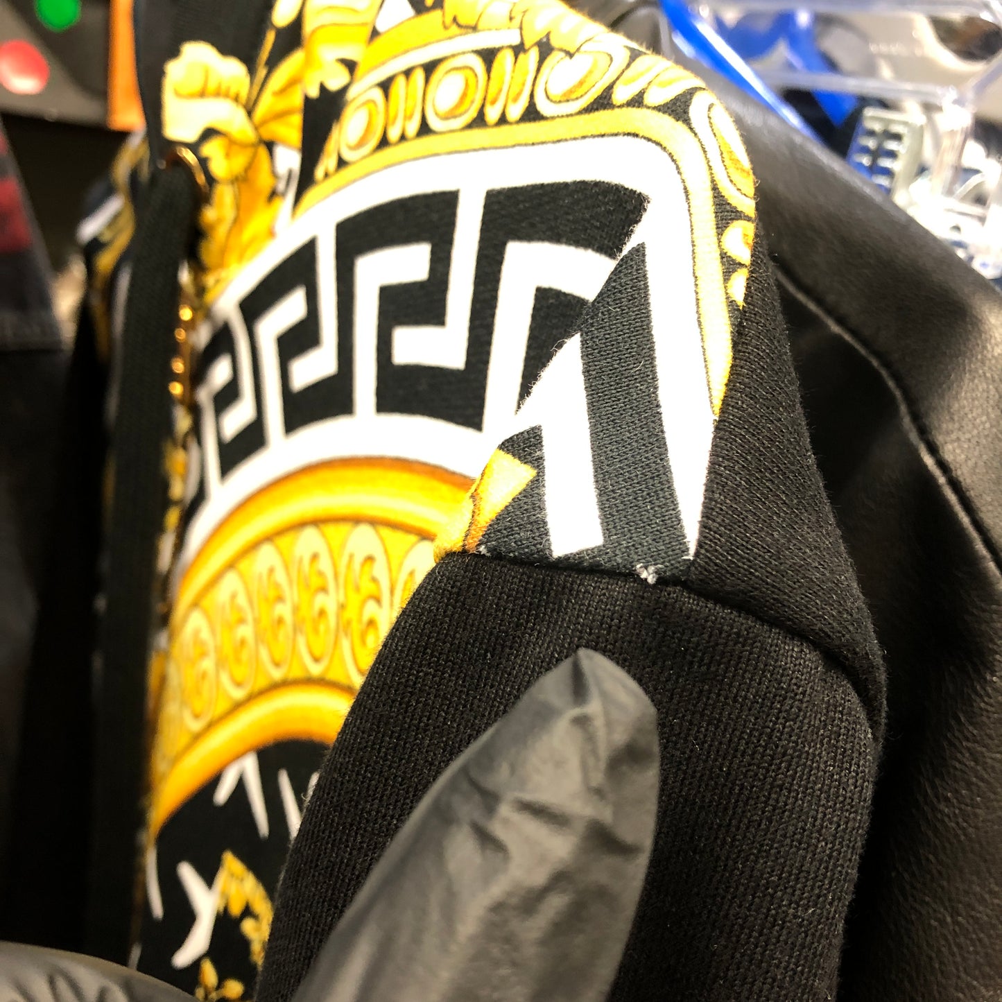 Versace Black Baroque Print Zip-Up Hoodie Size 40