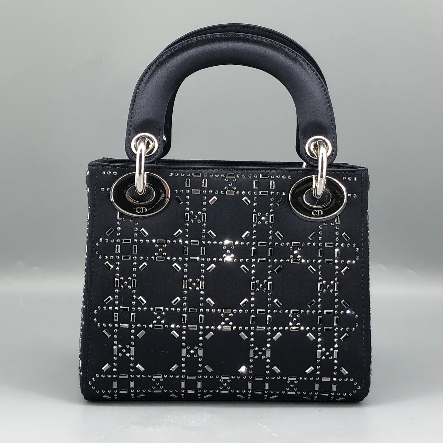 Christian Dior Lady Dior Mini Navy Cannage Satin with Crystals