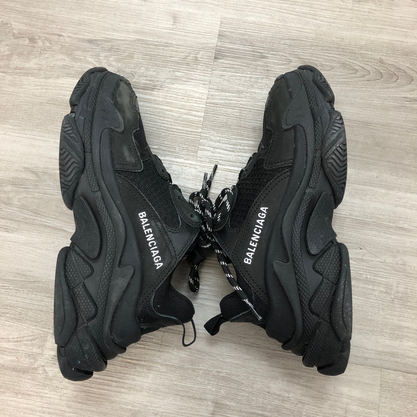 Balenciaga Women's Triple S All Black Mesh Chunky Dad Sneaker Shoes 36