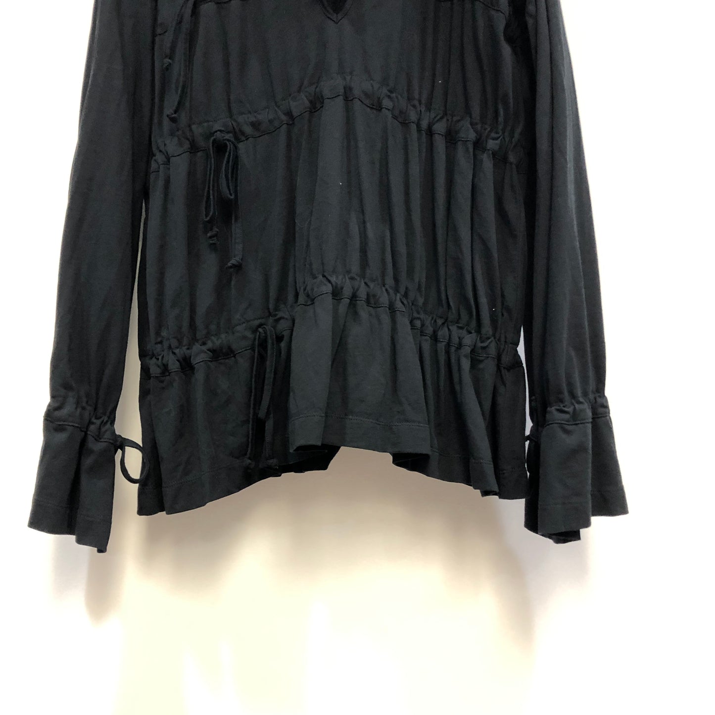 Maison Margiela Black Ruched Long Sleeve Blouse Size XS