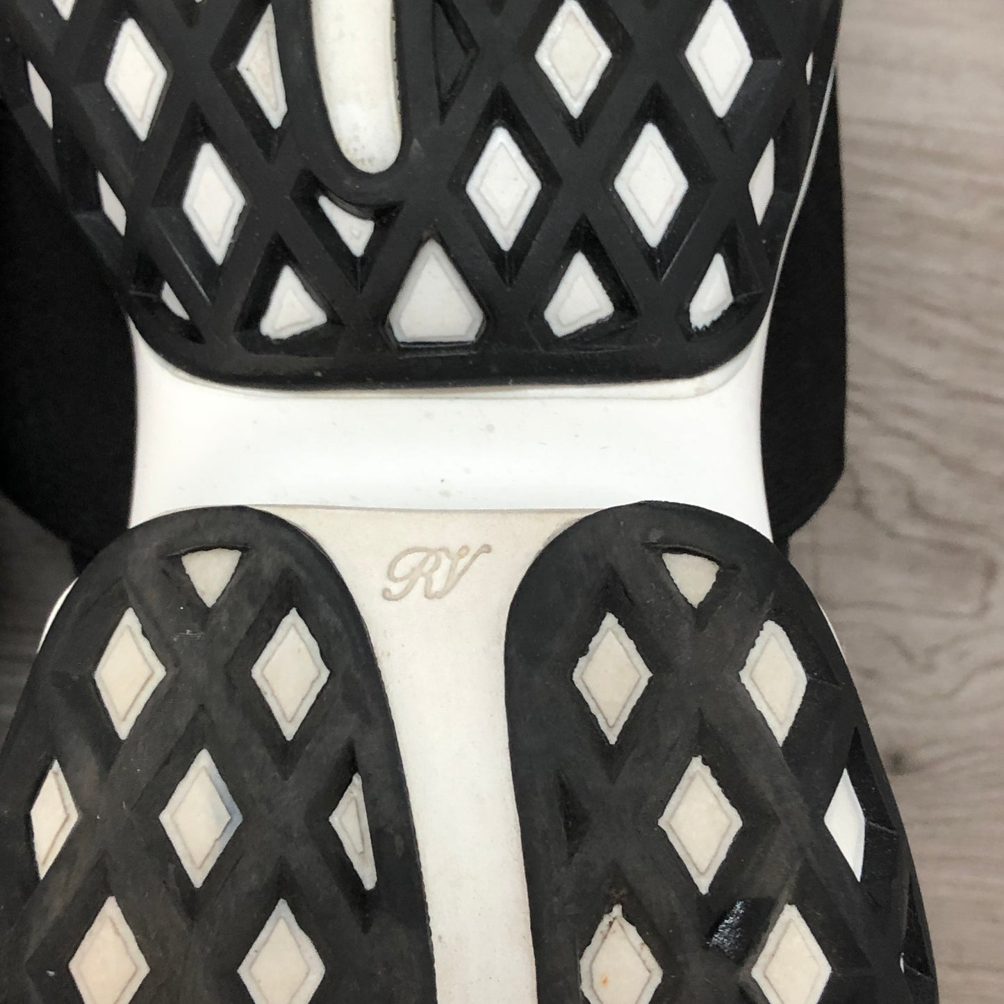 Roger Vivier Women's Mesh Fabric Crystal Buckle Slip-On Sneaker Mule Shoes 36 Black White Two-Tone