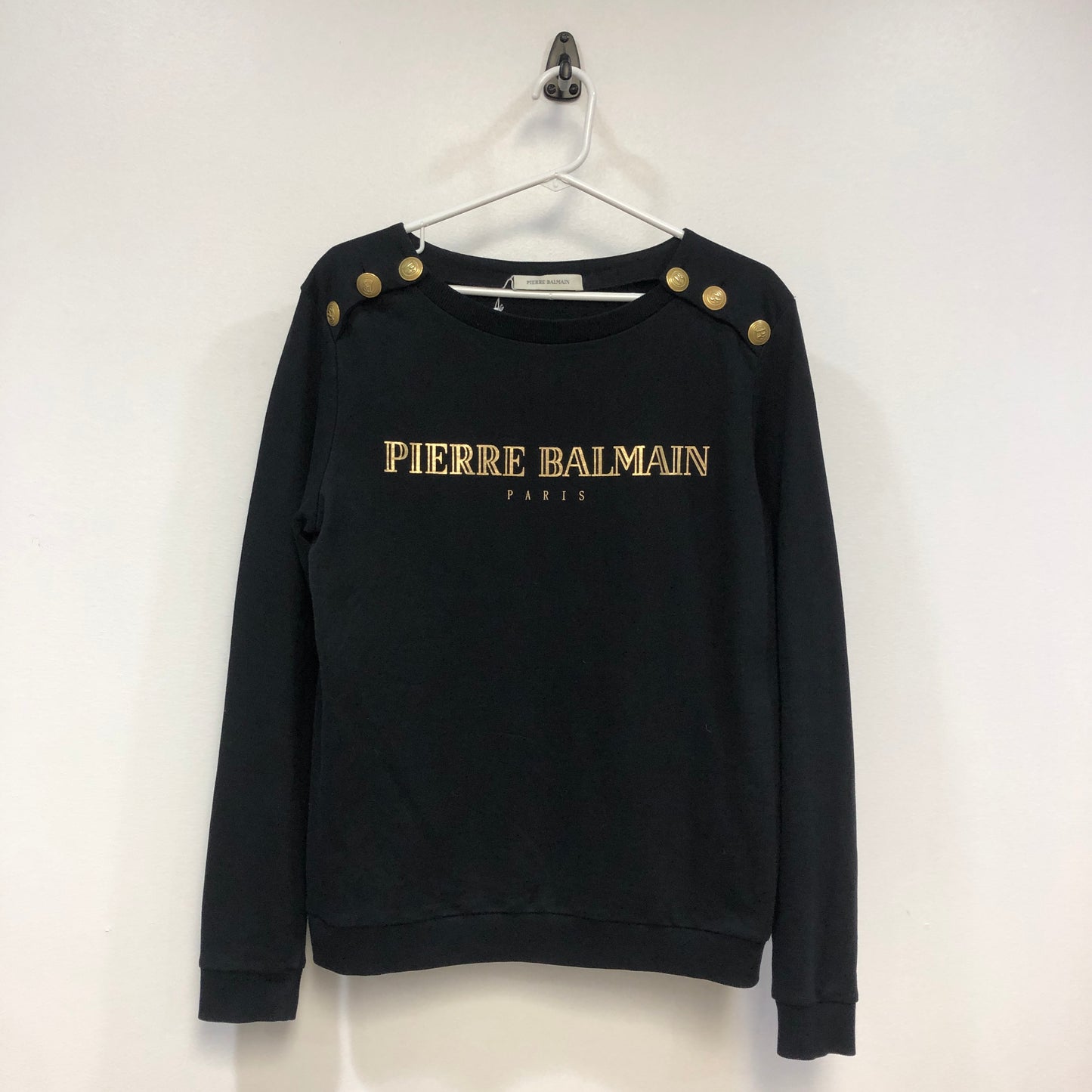 Pierre Balmain Logo Sweatshirt Size 40 Black/Gold