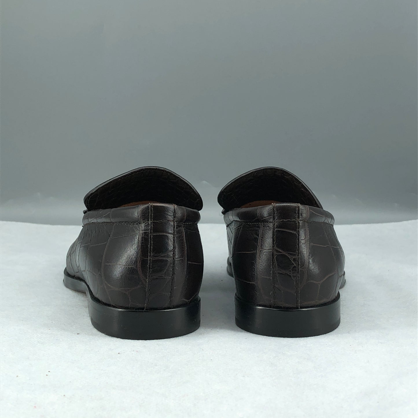 Bottega Veneta Croc Embossed Leather Loafers Brown Women’s Size 36.5