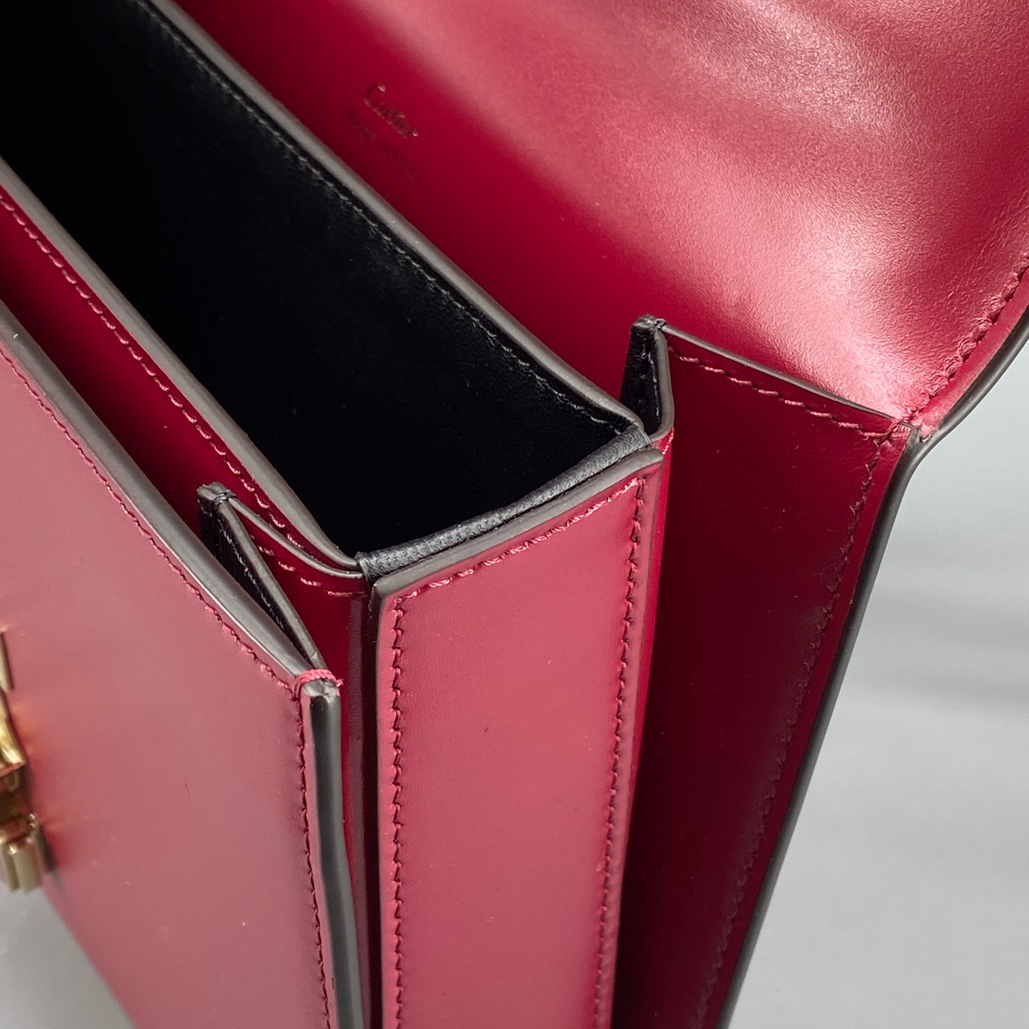 Cartier Red Smooth Leather Flap Crossbody Bag