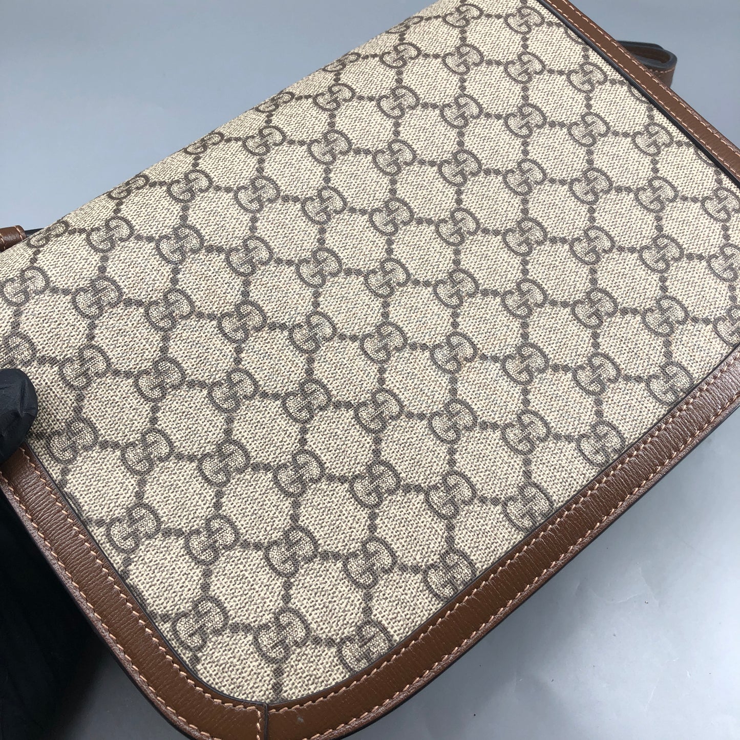 Gucci 1955 Horsebit GG Canvas Crossbody Bag Beige Caramel