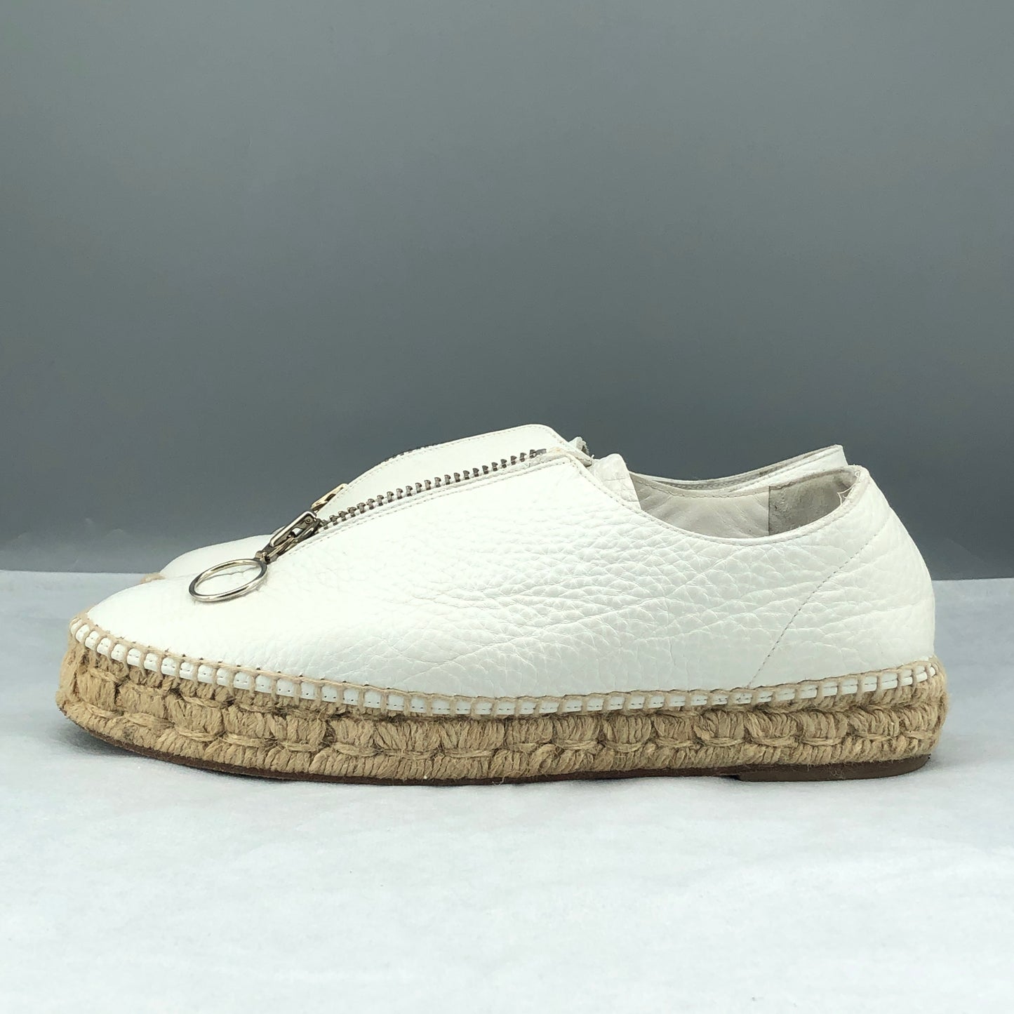 Alexander Wang Women's  White Leather Zipper Espadrille Flats Shoes Size 40