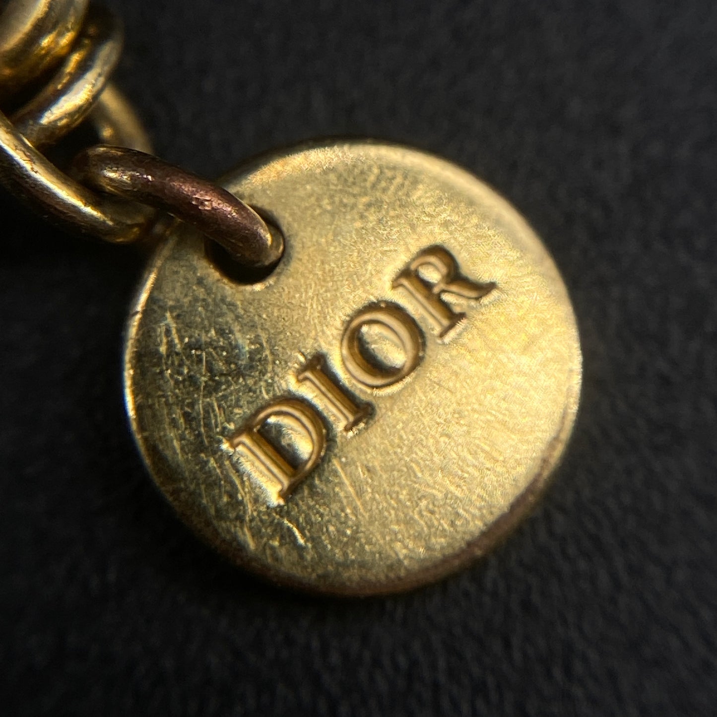 Christian Dior Gold Crystal CD Logo Star Thin Chain Bracelet