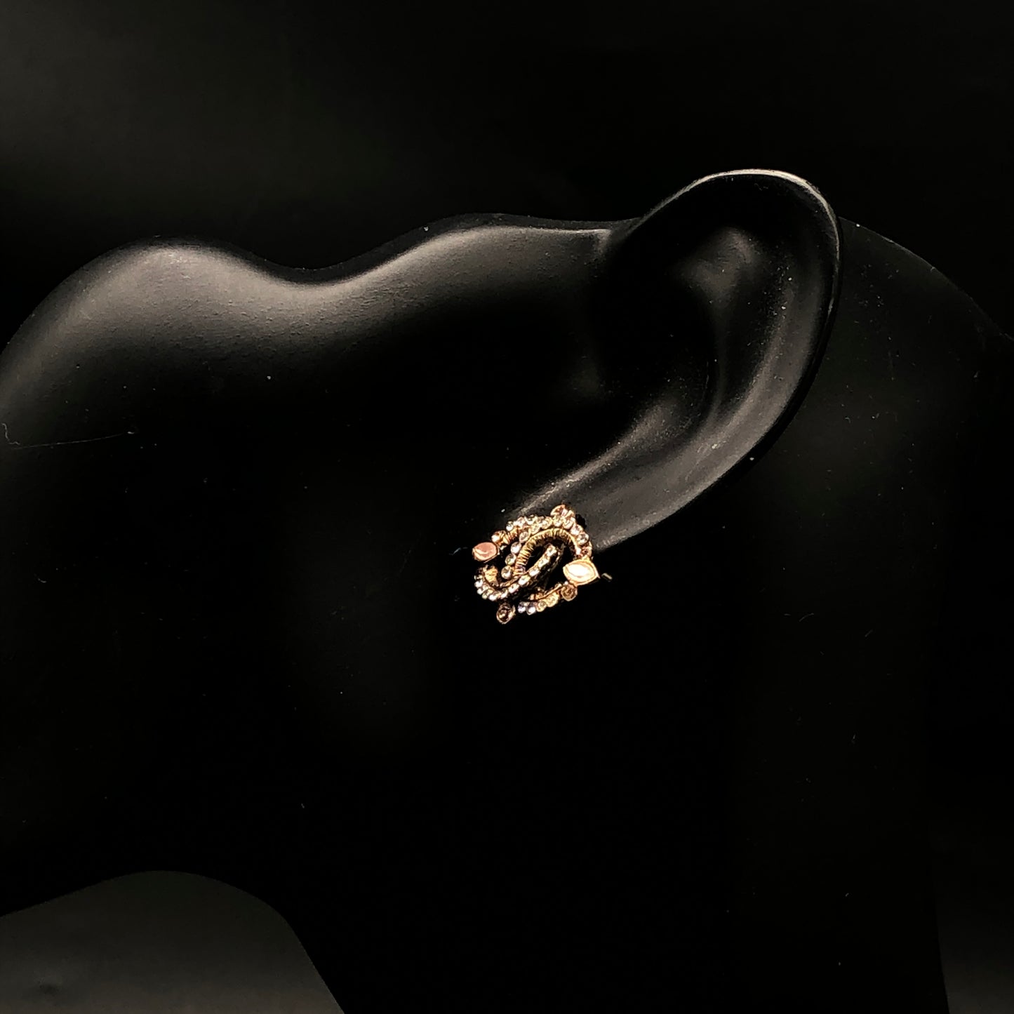 Chanel 2013C CC Crystal Pearl Earrings Gold Tone