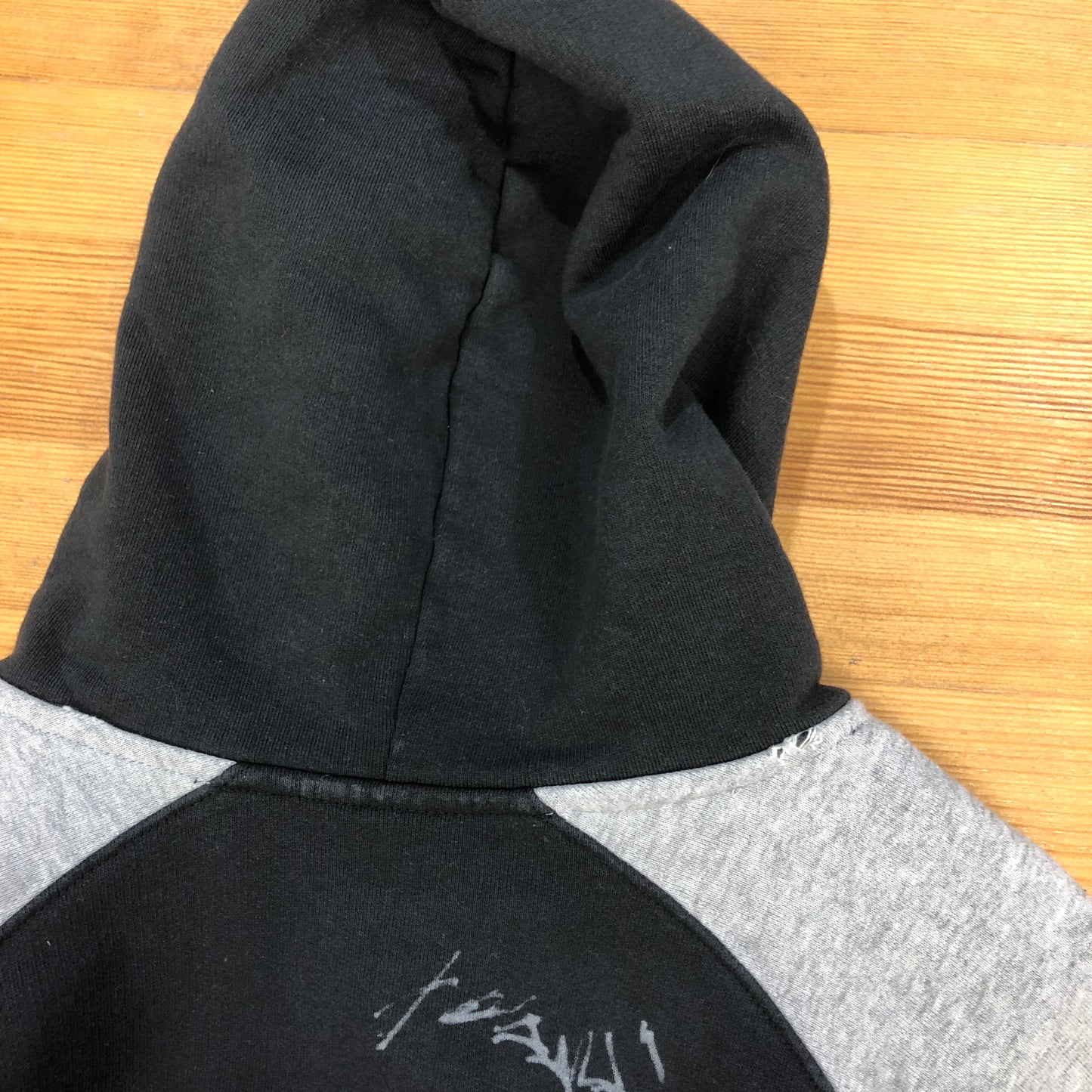 Balenciaga Unisex Distressed Raglan Zip-Up Hoodie Size XL Grey/Black