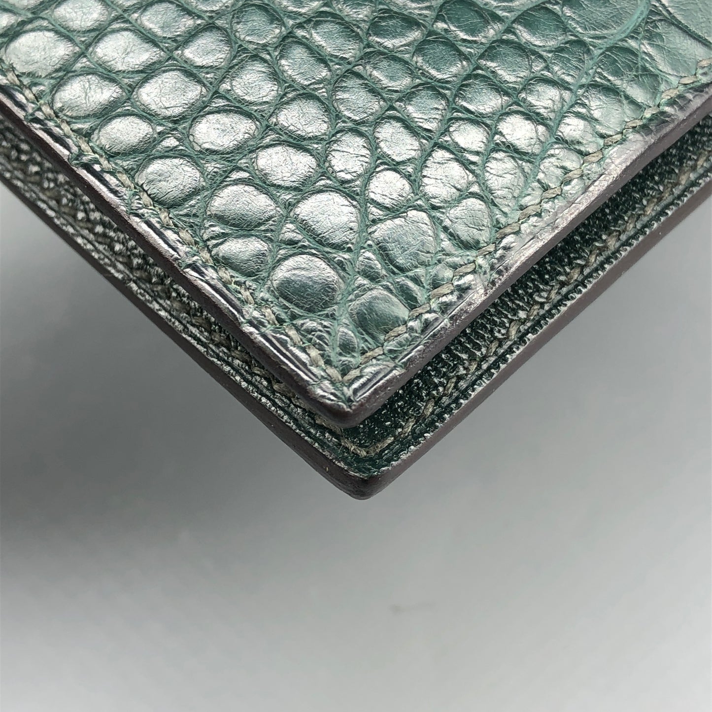 Hermes Dark Green Bearn Wallet Alligator Mix Lizard Leather