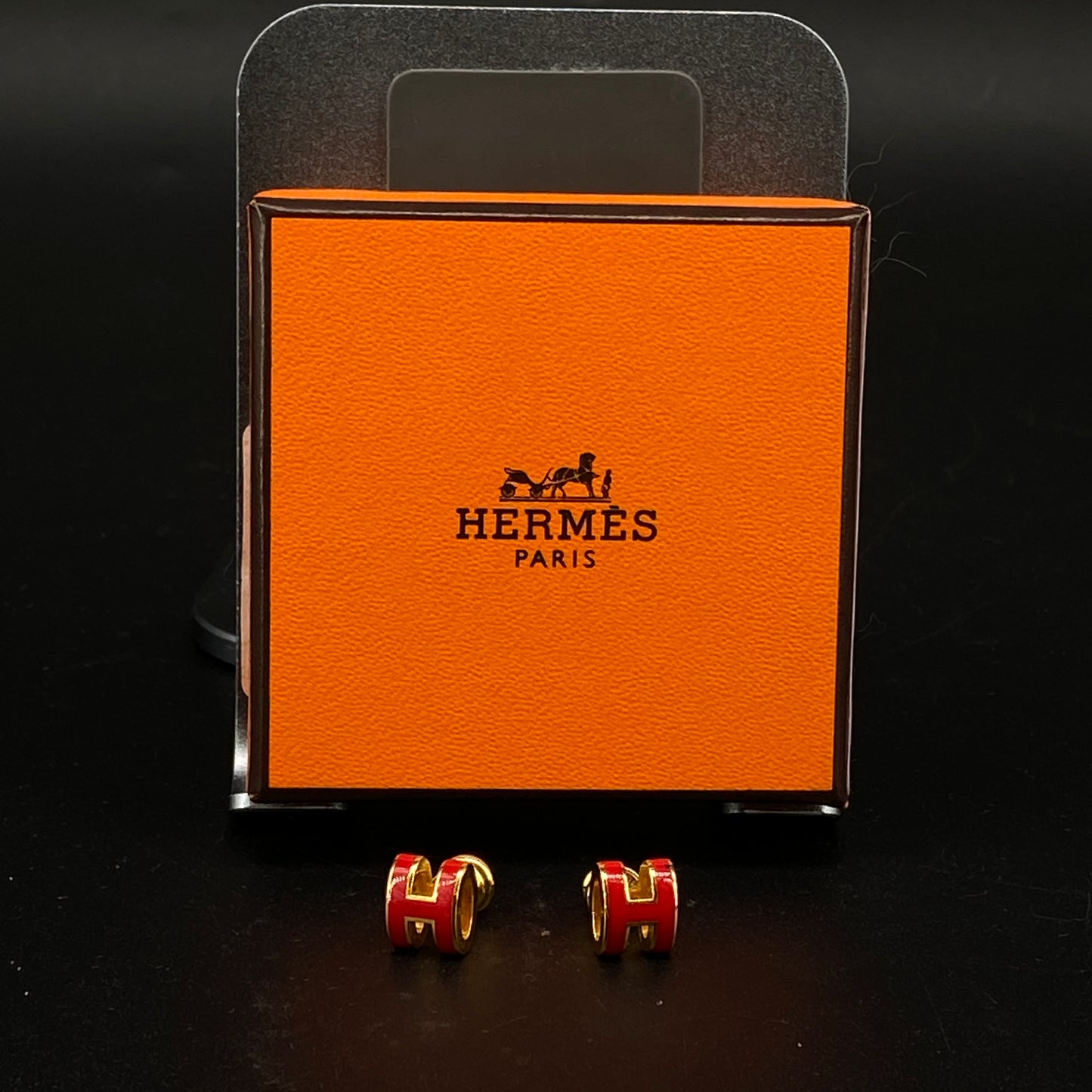 Hermes Red Mini Pop H Earrings