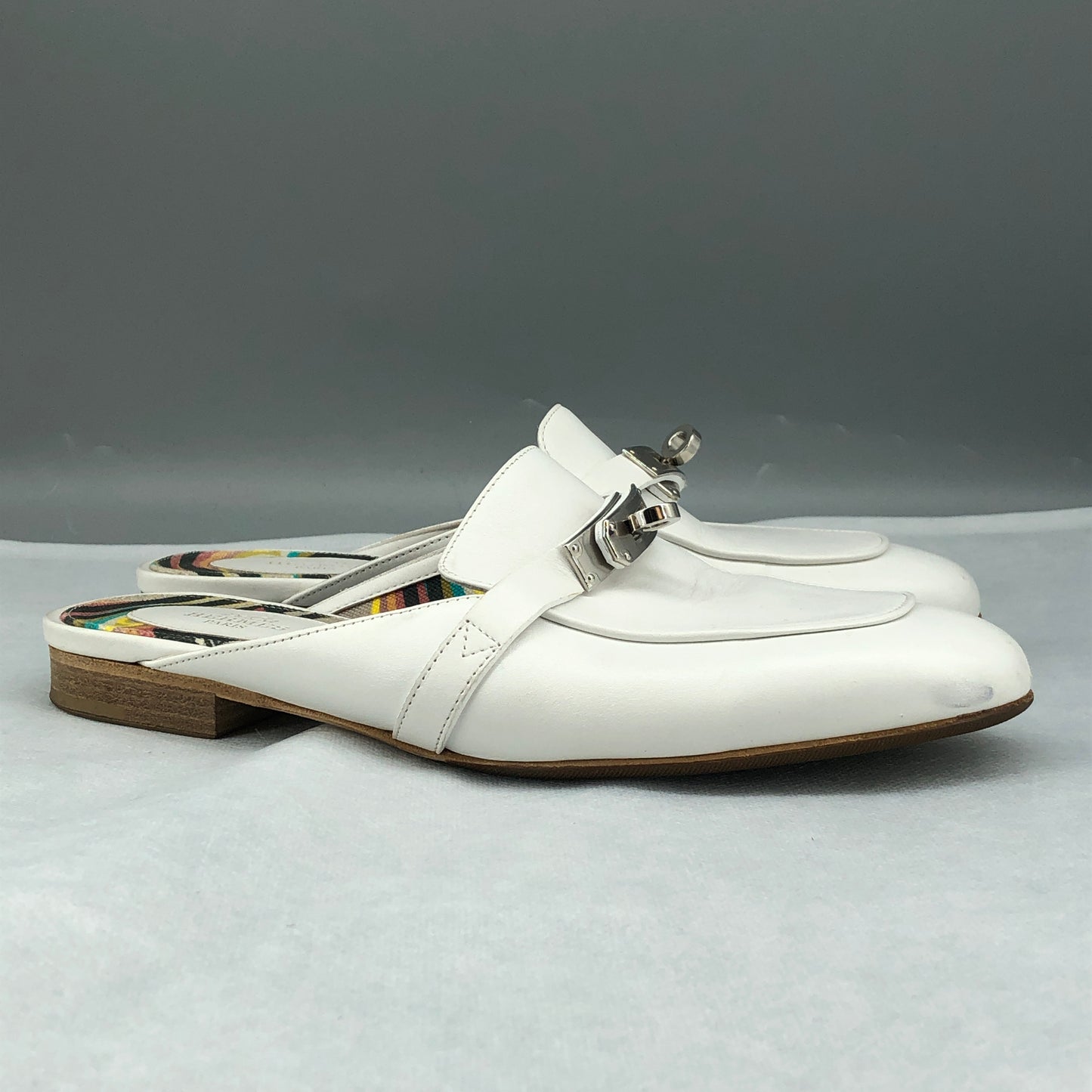 Hermes Oz Mules Size 35.5 White