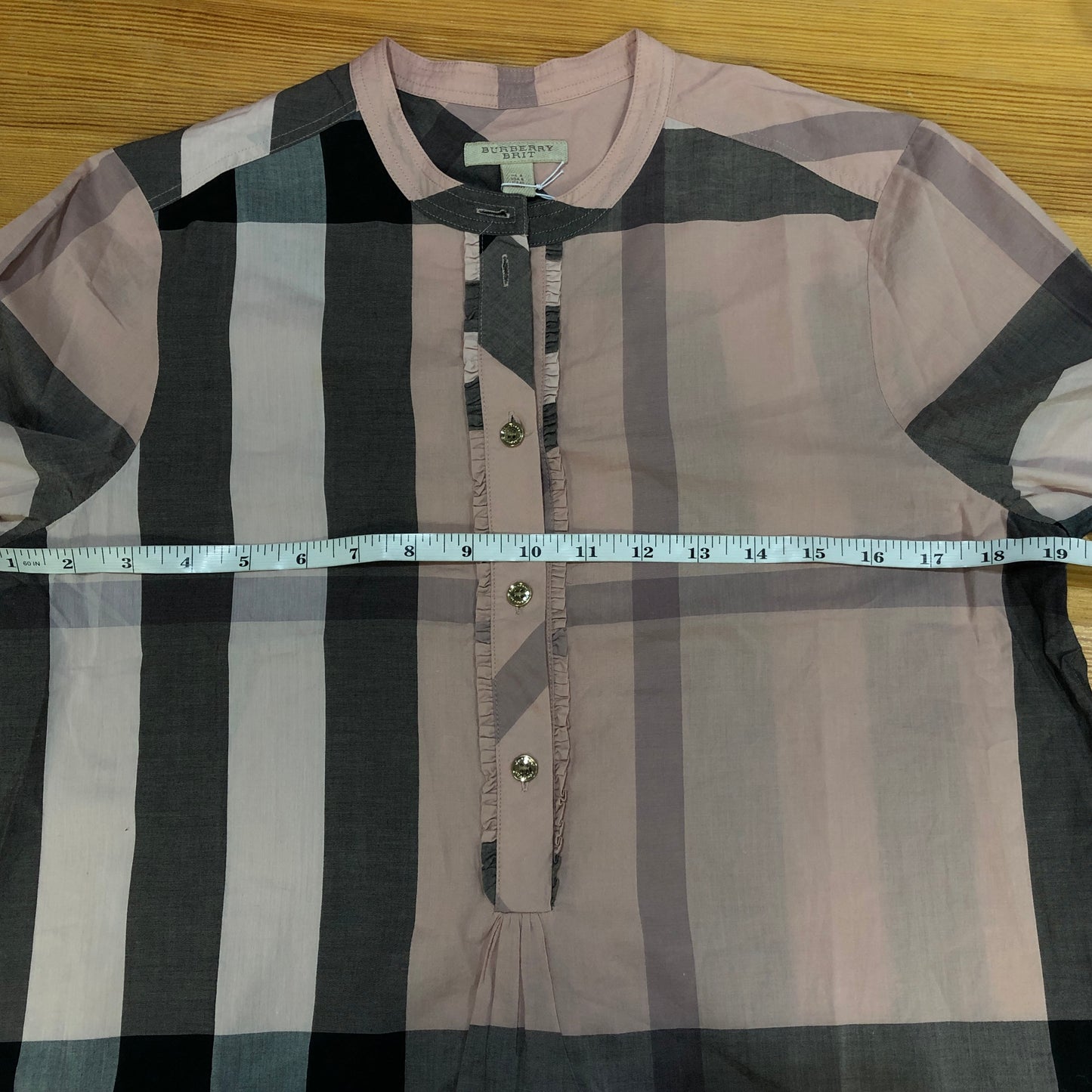 Burberry Mist Pink Vintage Check Long Sleeve Shirt Size 6