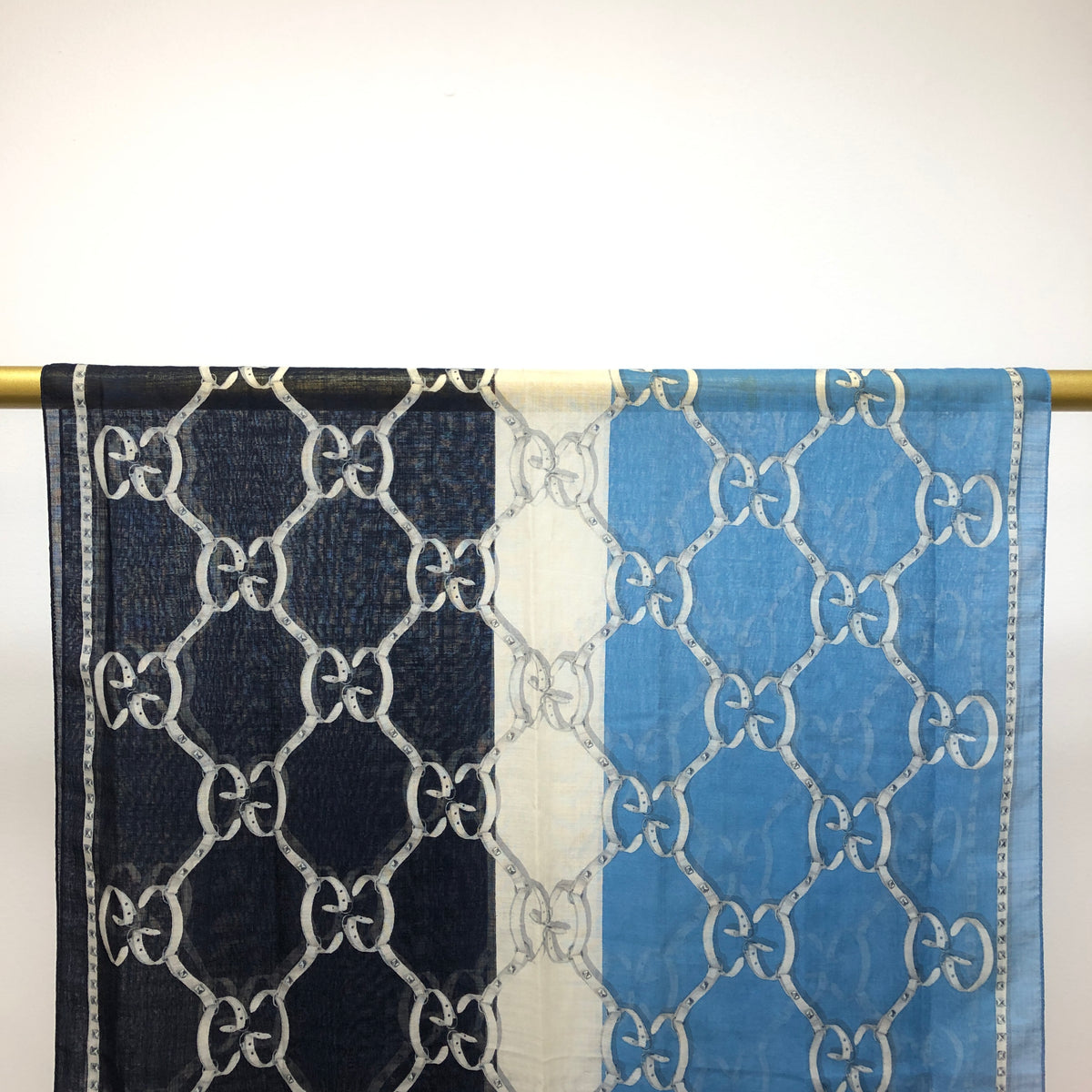 Gucci Blue & Navy Blue GG Pattern Scarf 68*192 cm