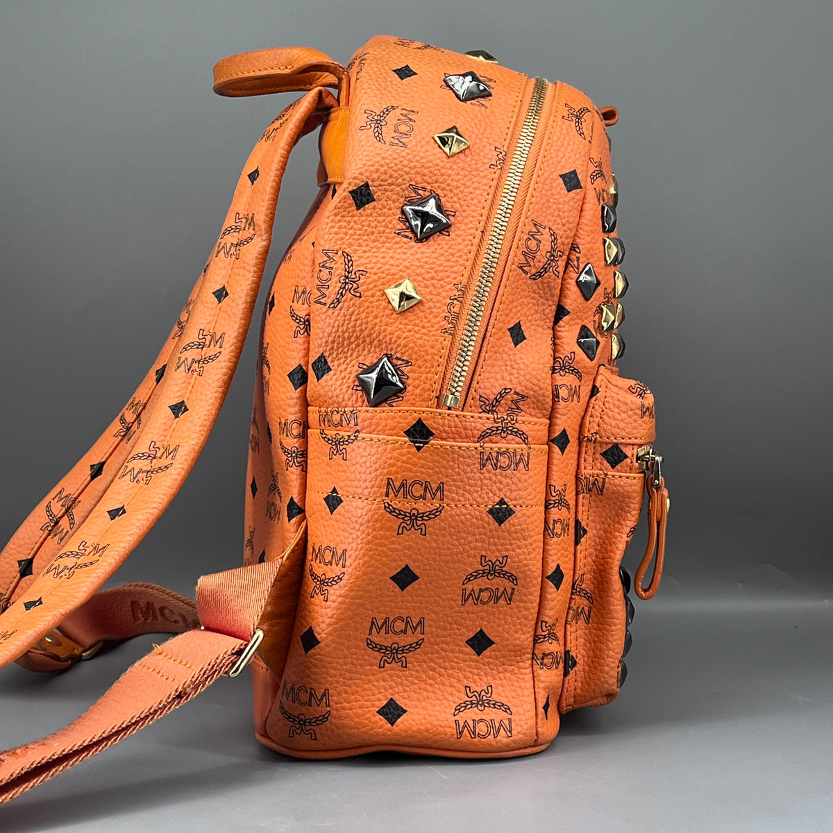 MCM Orange Visetos Backpack