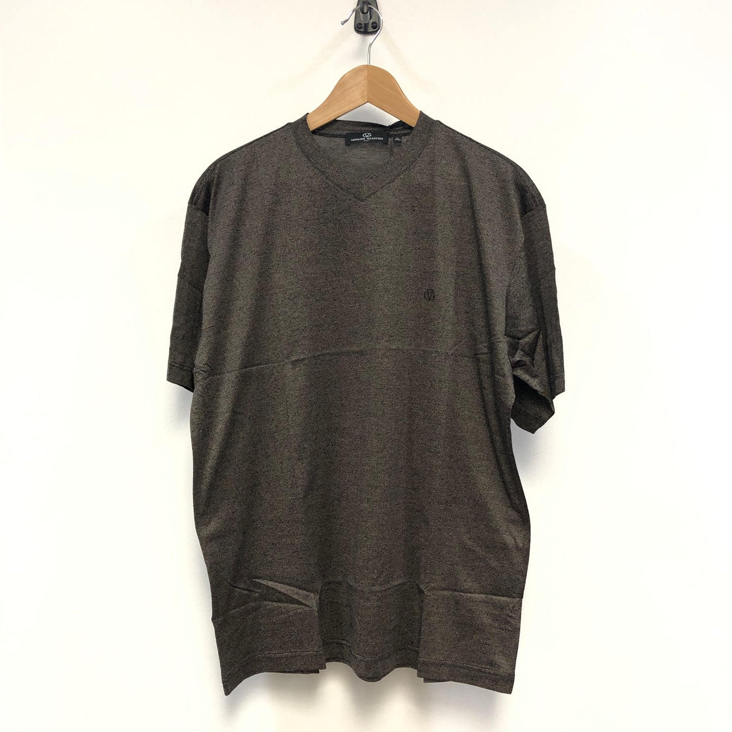 Giovanni Valentino Bark Brown V-neck Short Sleeve Knit T-shirt XL