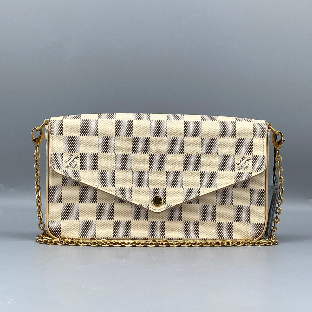 Louis Vuitton Damier Azur Pochette Felicie Chain Wallet Rose Ballerine