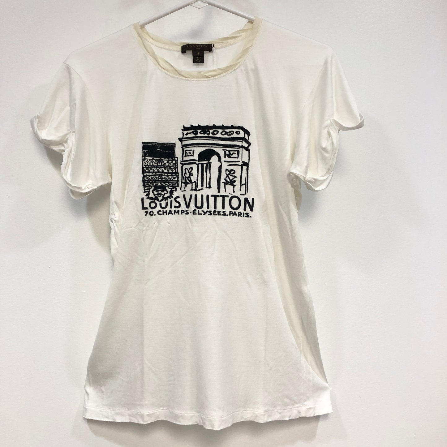Louis Vuitton White Arch of Triumph Print T-Shirt Size S