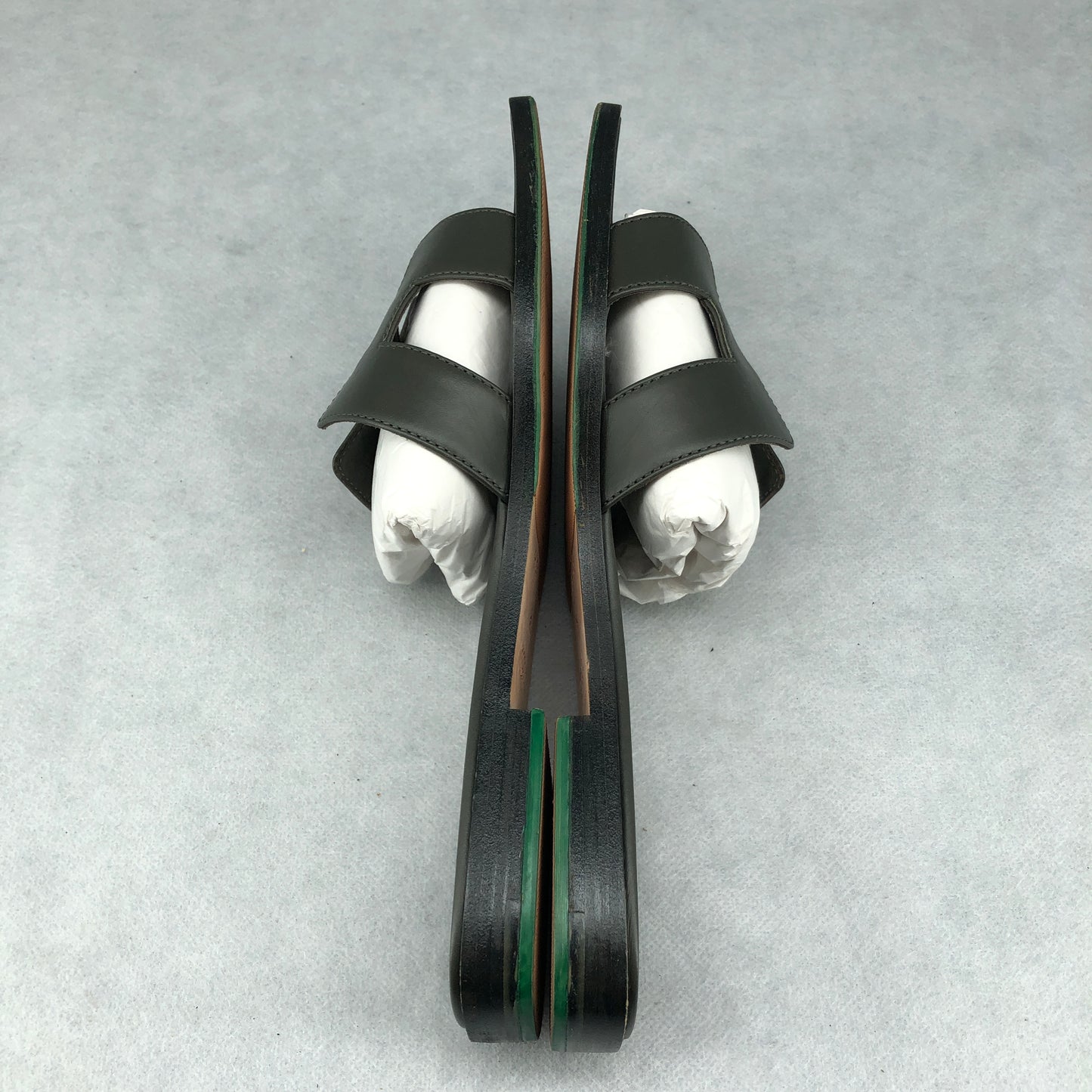 Hermes Oran Sandals Black Leather Women’s Size 38