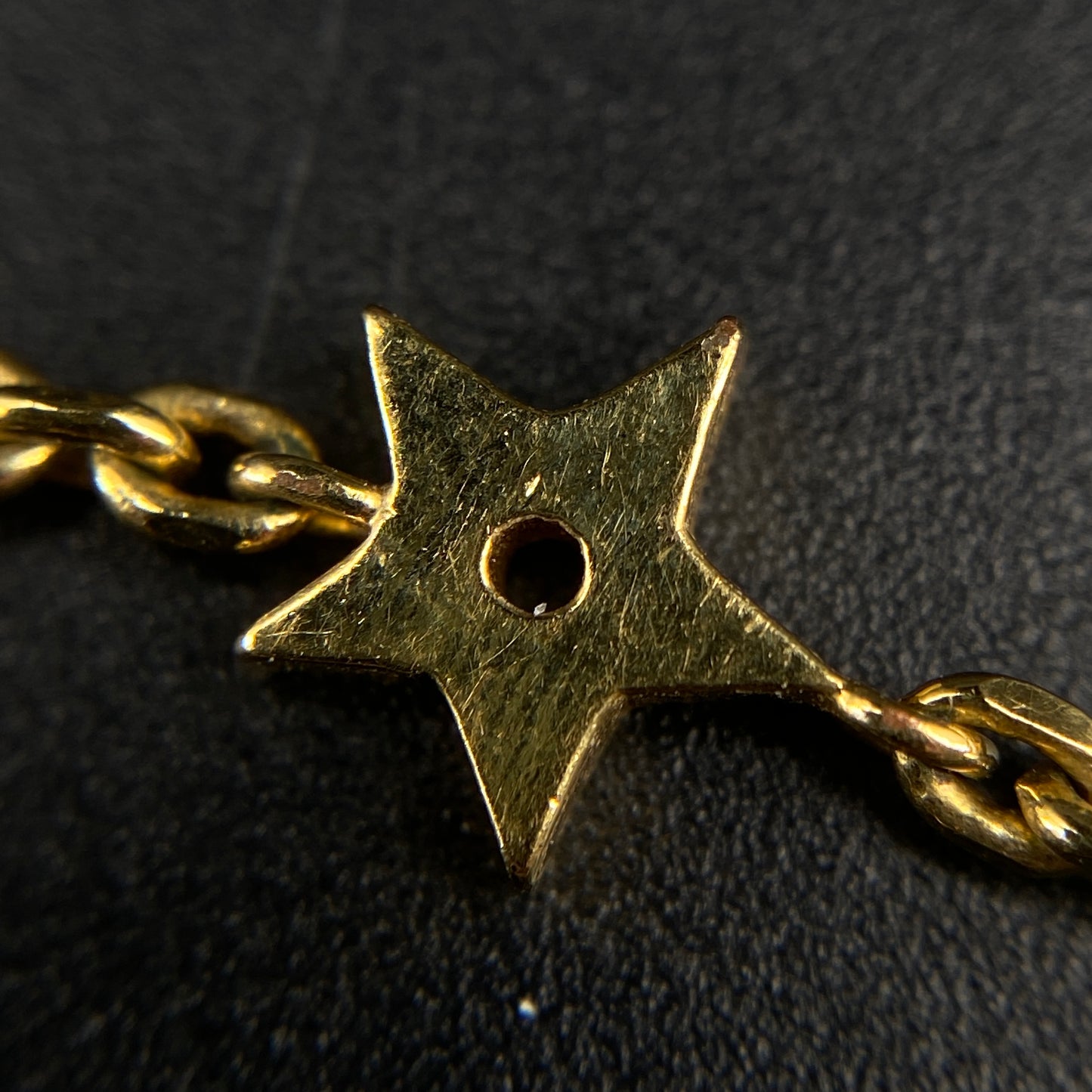 Christian Dior Gold Crystal CD Logo Star Thin Chain Bracelet