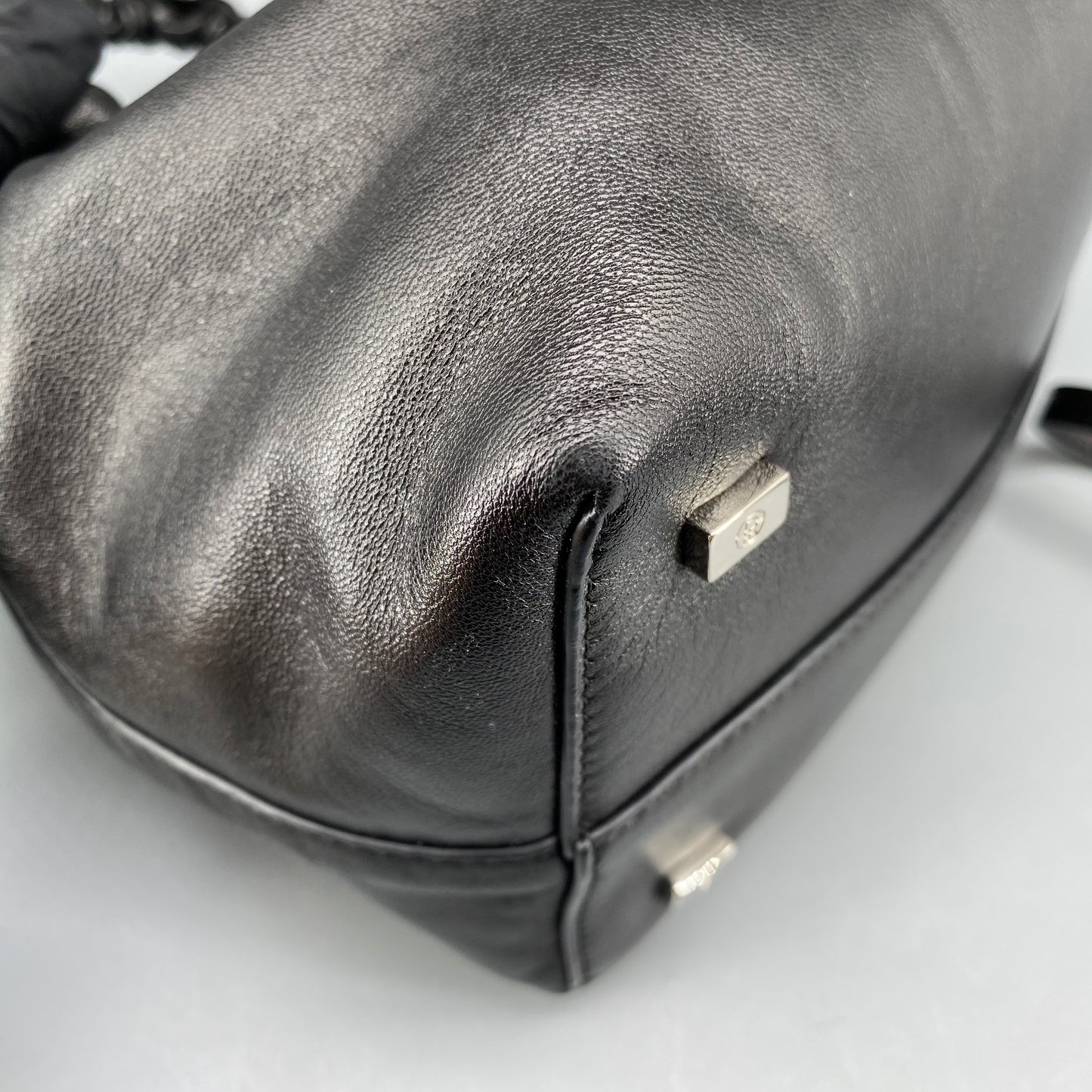 The Row Double Circle Bag Soft Black Leather Shoulder Bag