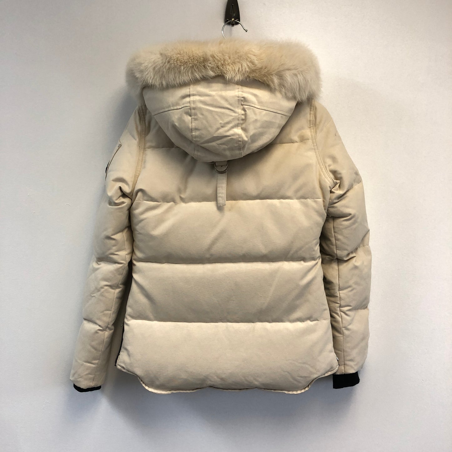 Moose Knuckles Cream Down Puffer Jacket with Fur Hood Size XS