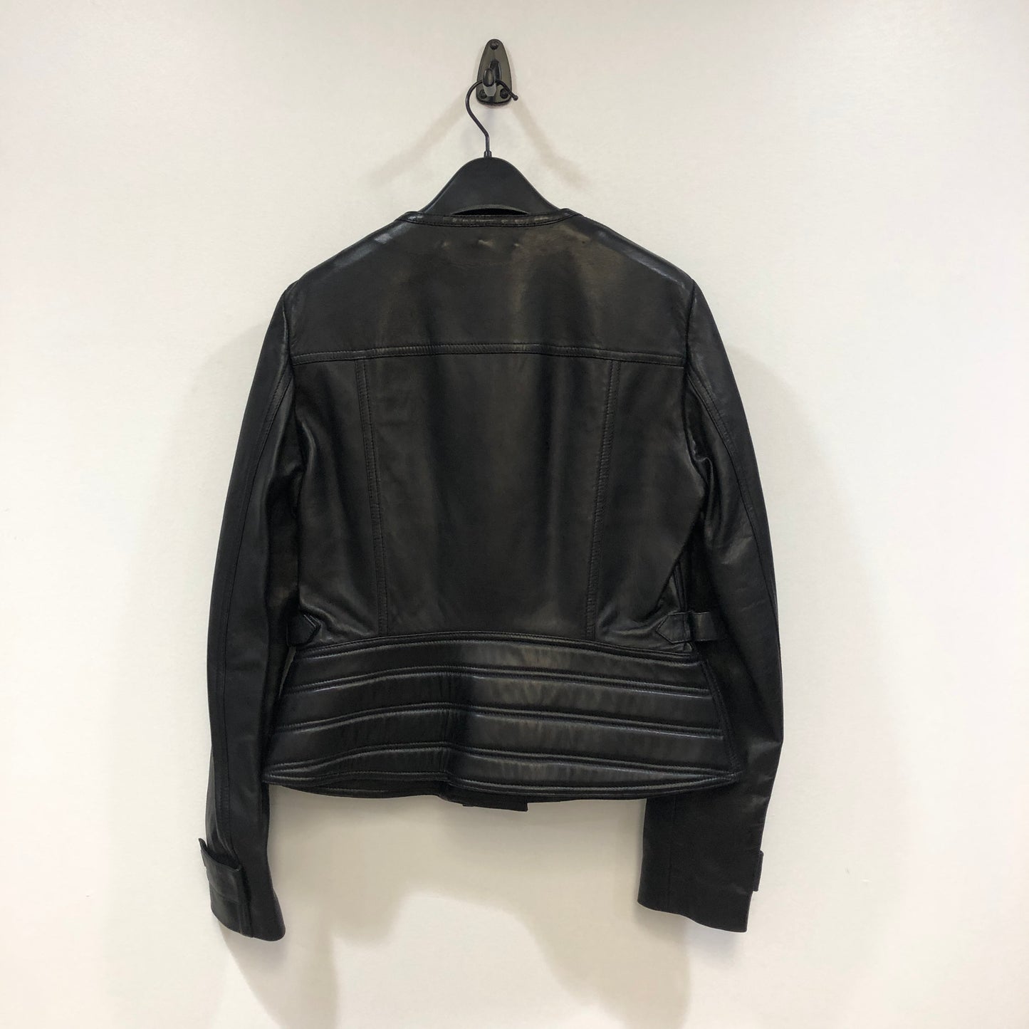 Burberry Smooth Lambskin Zip Biker Jacket Black Size US 6, P2P 20 Inches