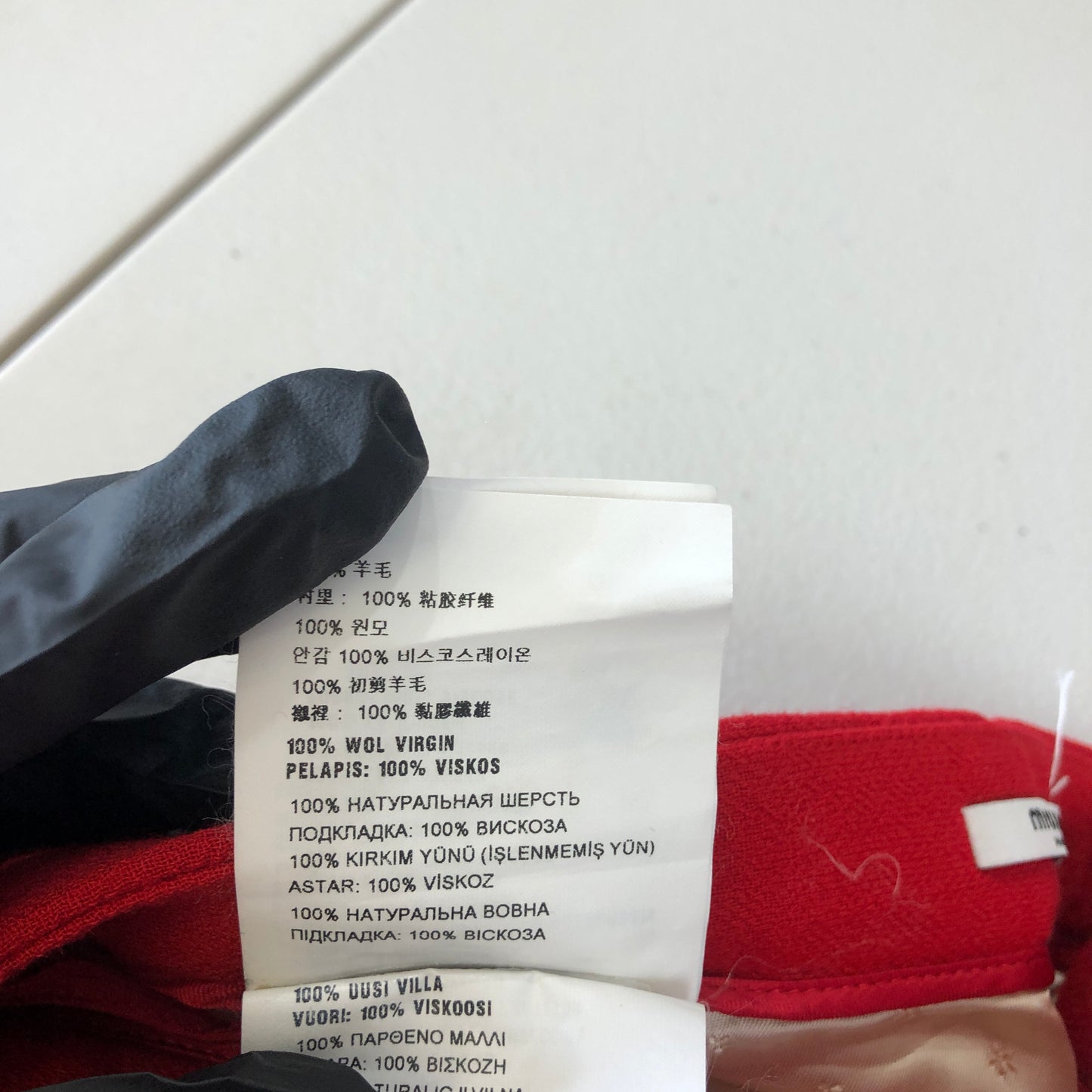 Miu Miu Red Wool Bow Detail A-Line Mini Skirt Size 38