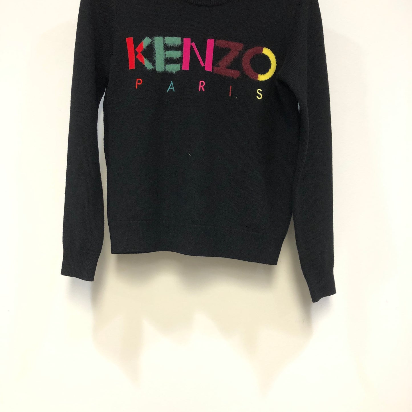 Kenzo Black Multicolor Logo Print Crew Neck Sweater S