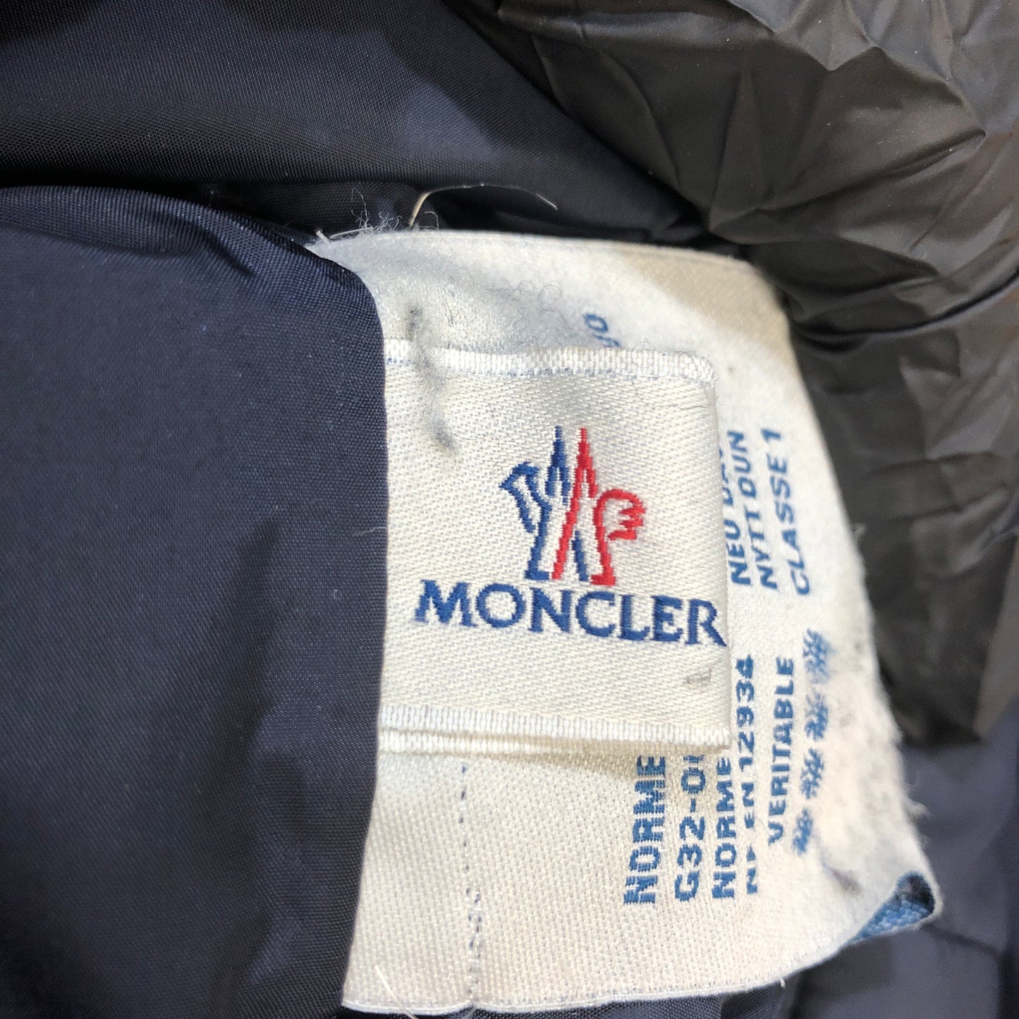 Moncler Hooded Down Jacket Size 7 Navy Blue/Black