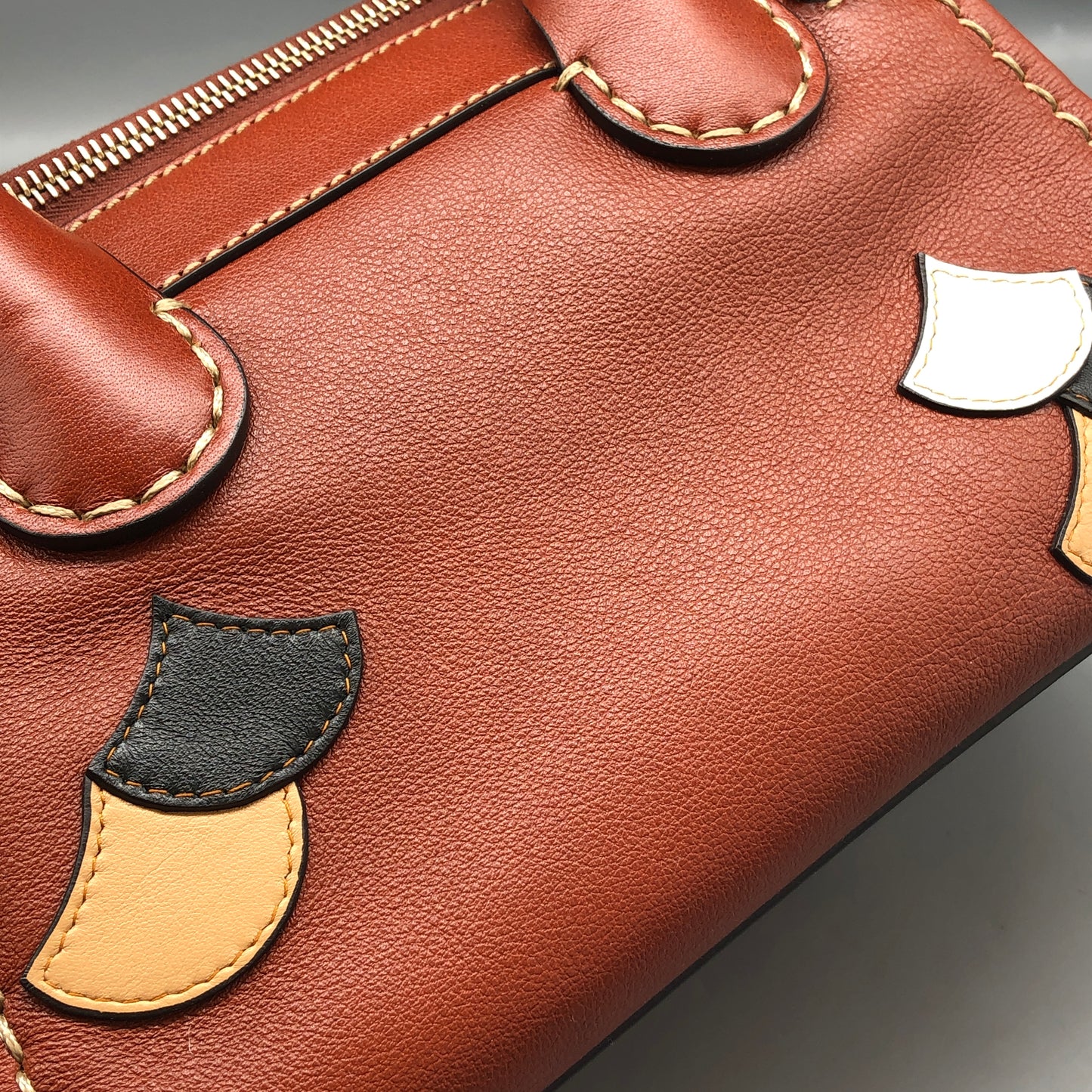 Chloe Orange Brown Leather Satchel Bag