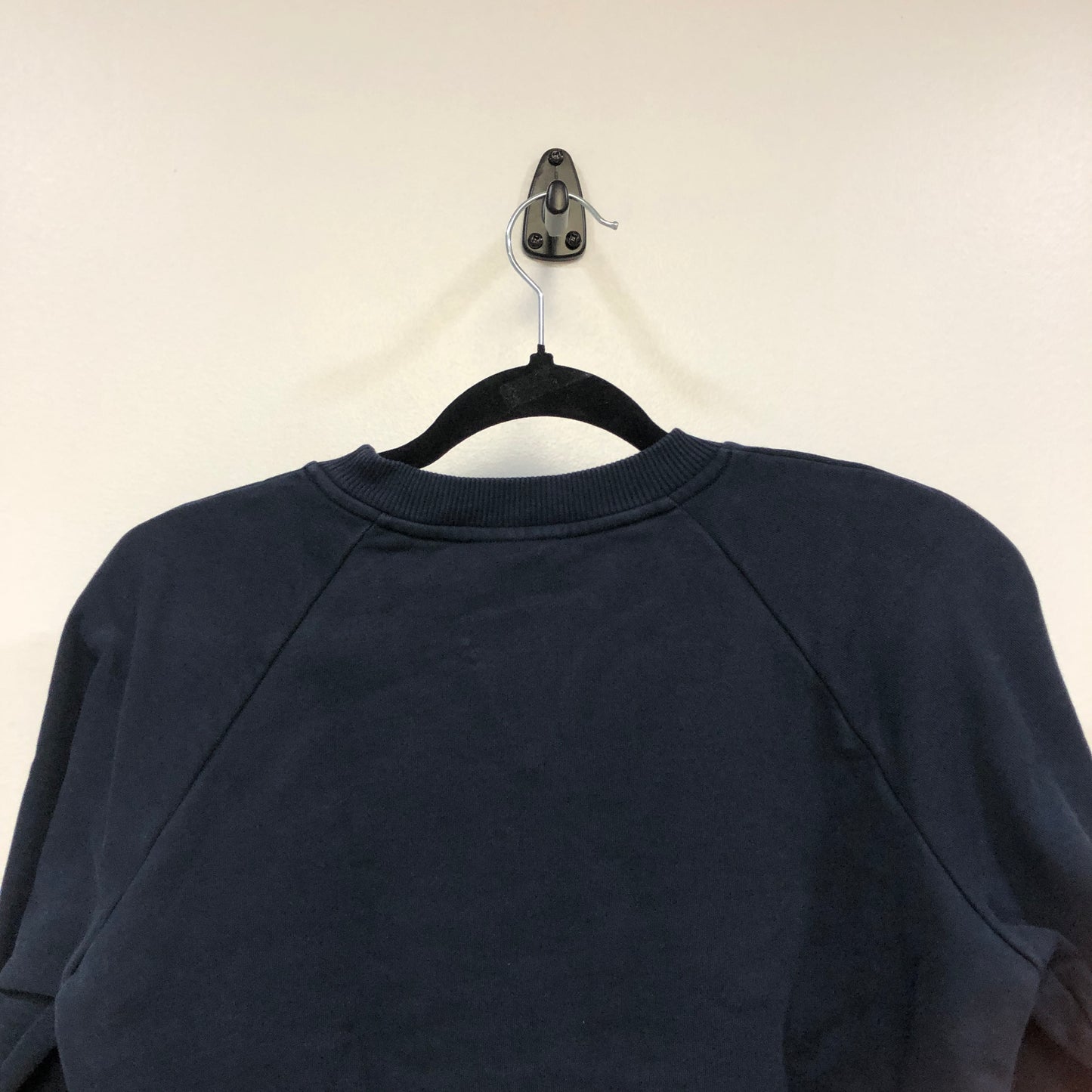 Balmain Navy Blue Logo Print Crew Neck Sweatshirt Size XXS