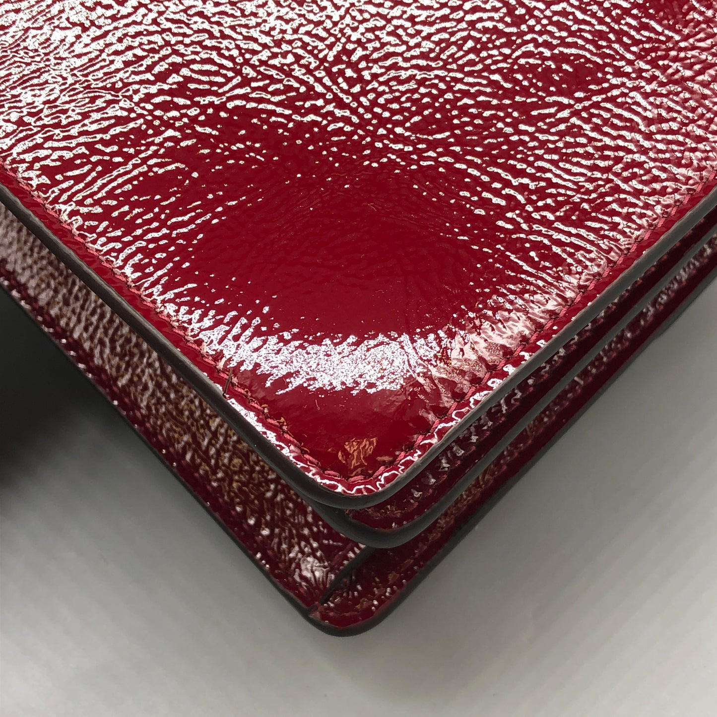 Gucci 2025 Dionysus Patent Leather Shoulder Bag Dark Red