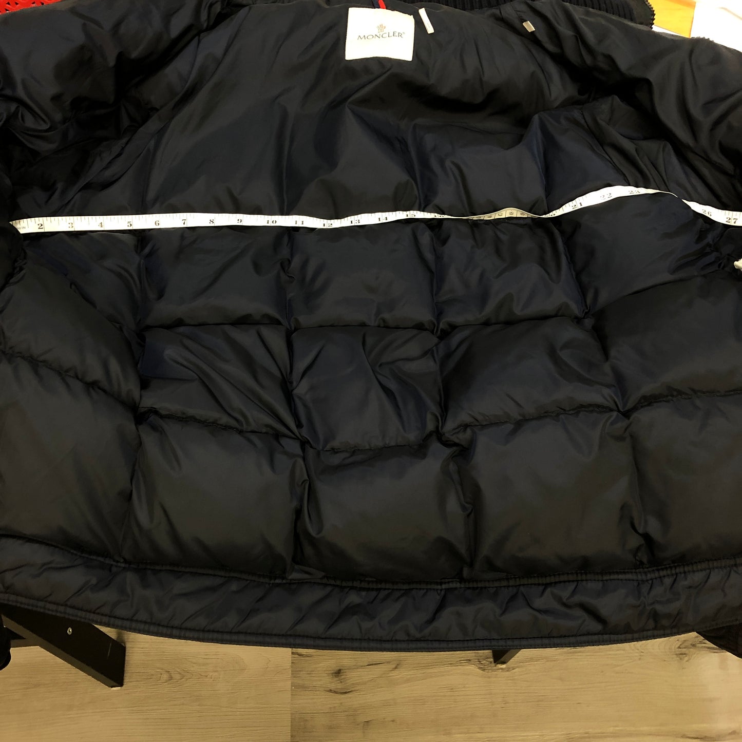 Moncler Hooded Down Jacket Size 7 Navy Blue/Black